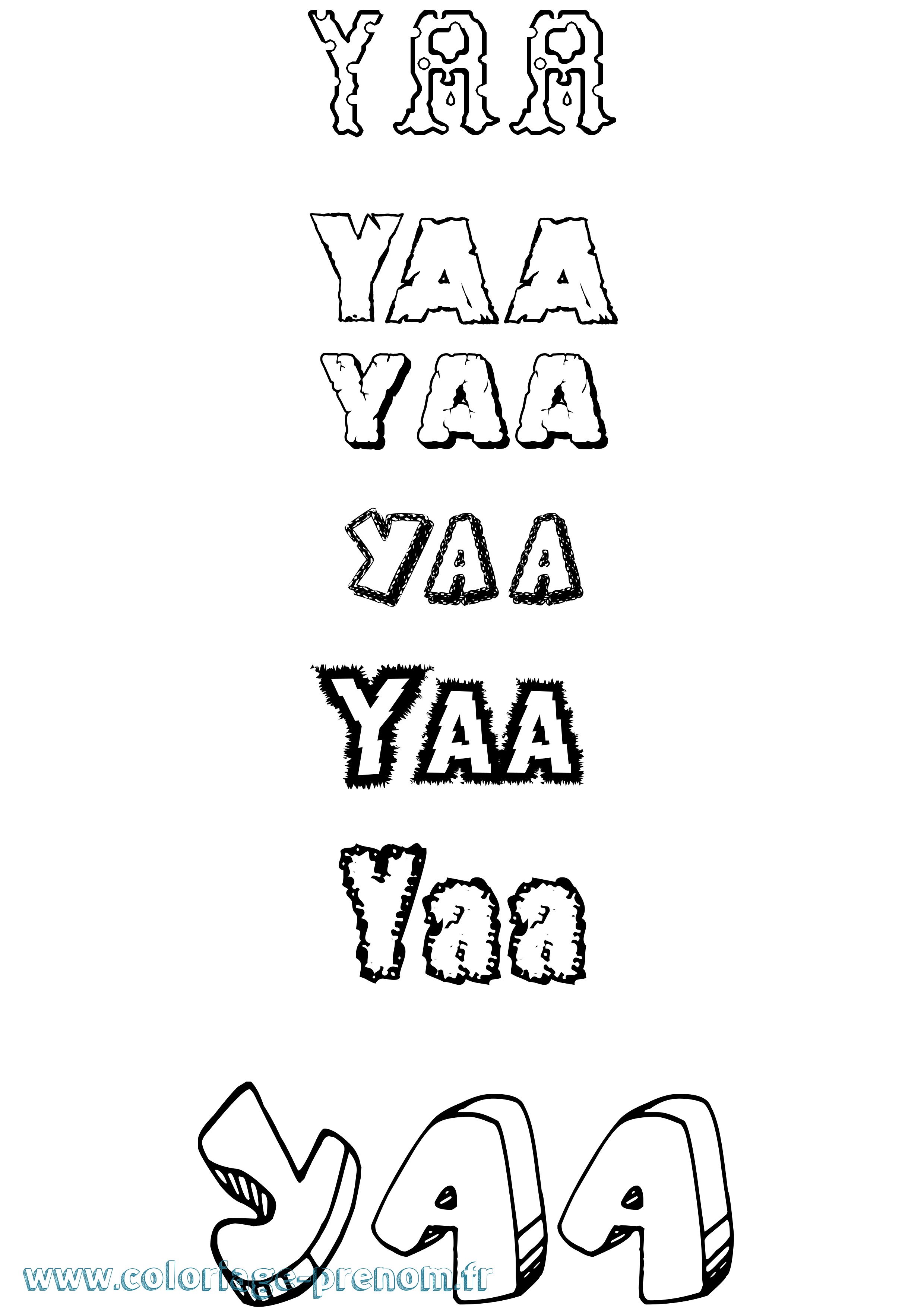 Coloriage prénom Yaa Destructuré