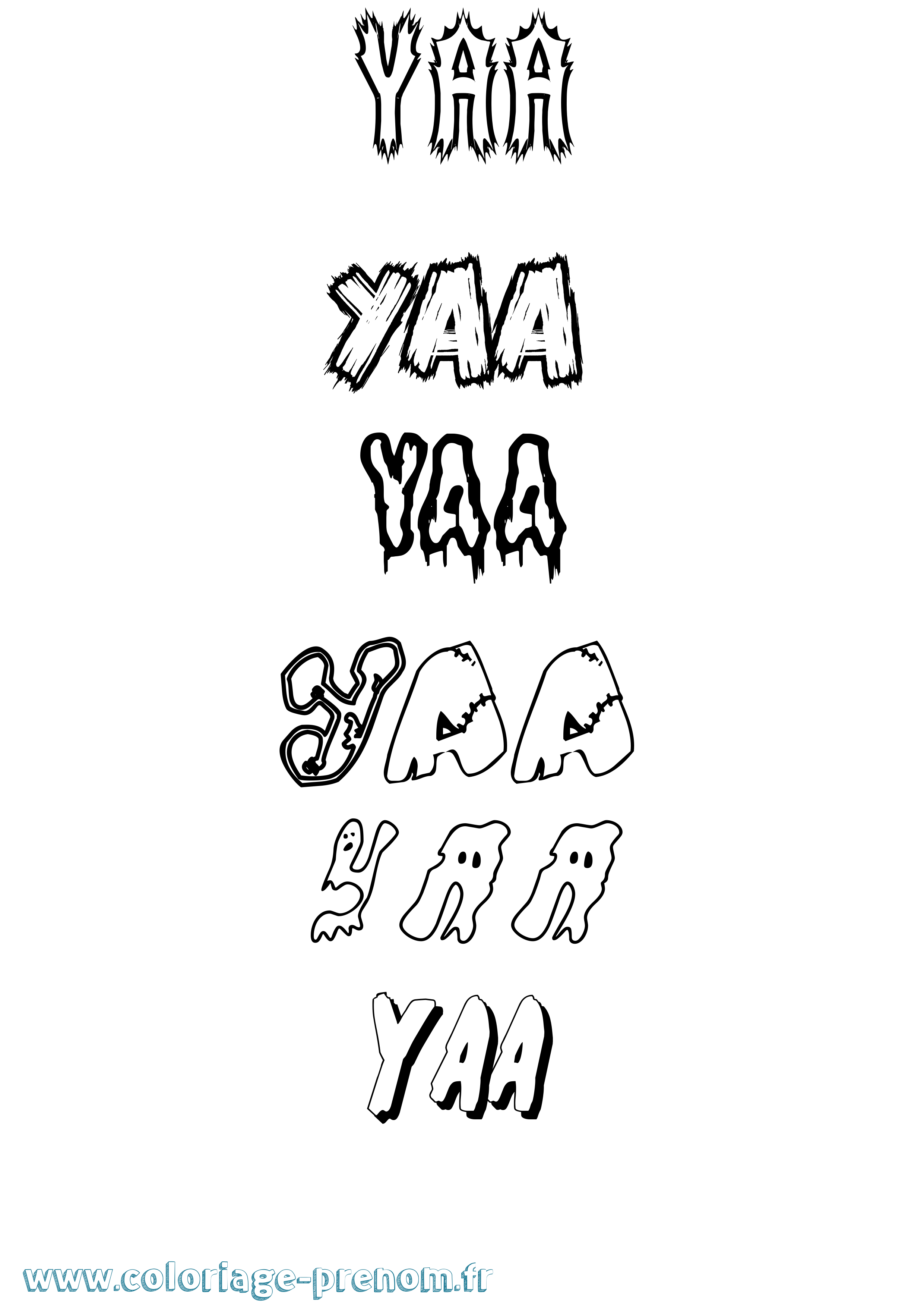 Coloriage Yaa Frisson Coloriage prénom Yaa Frisson
