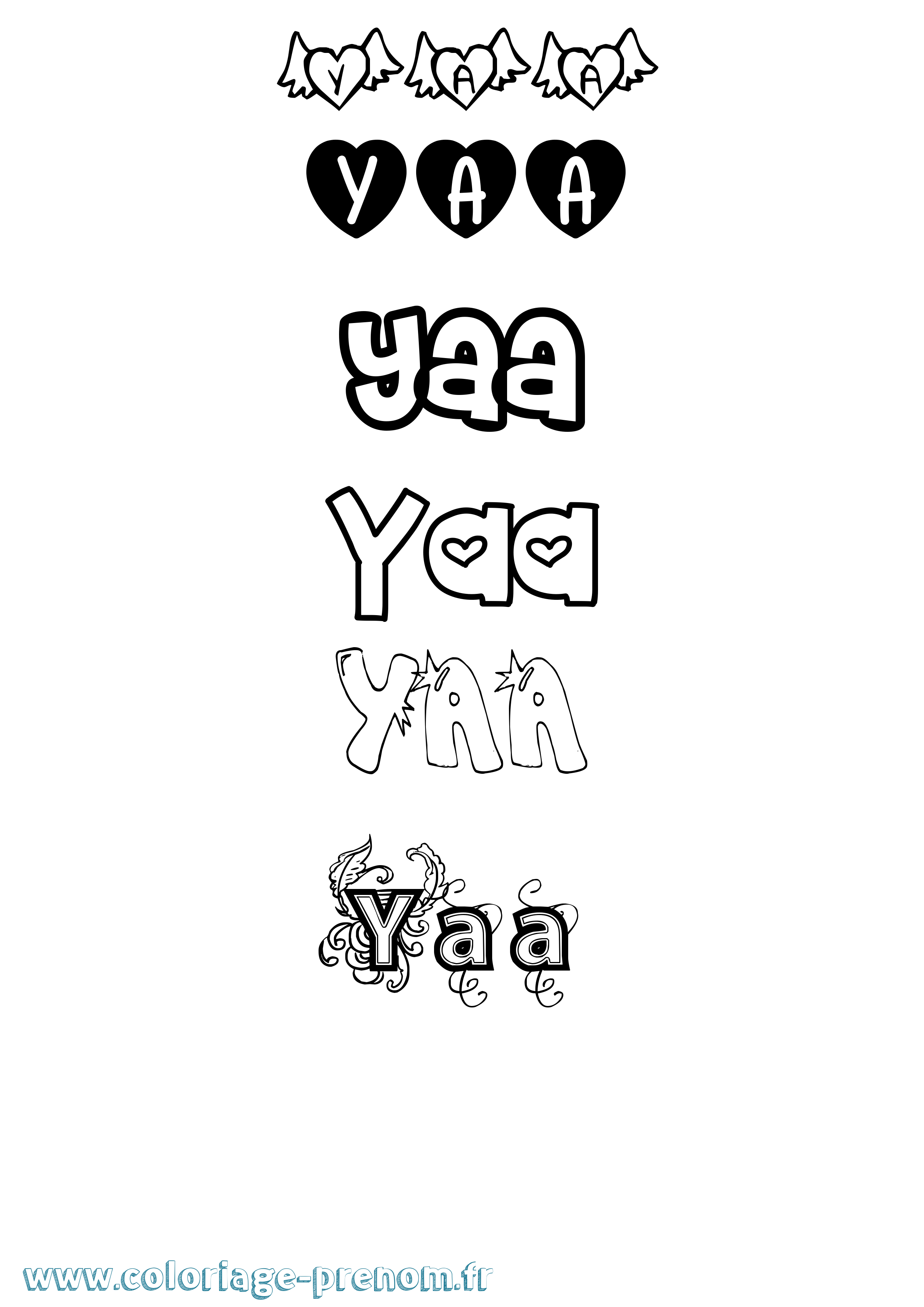 Coloriage Yaa Girly Coloriage prénom Yaa Girly