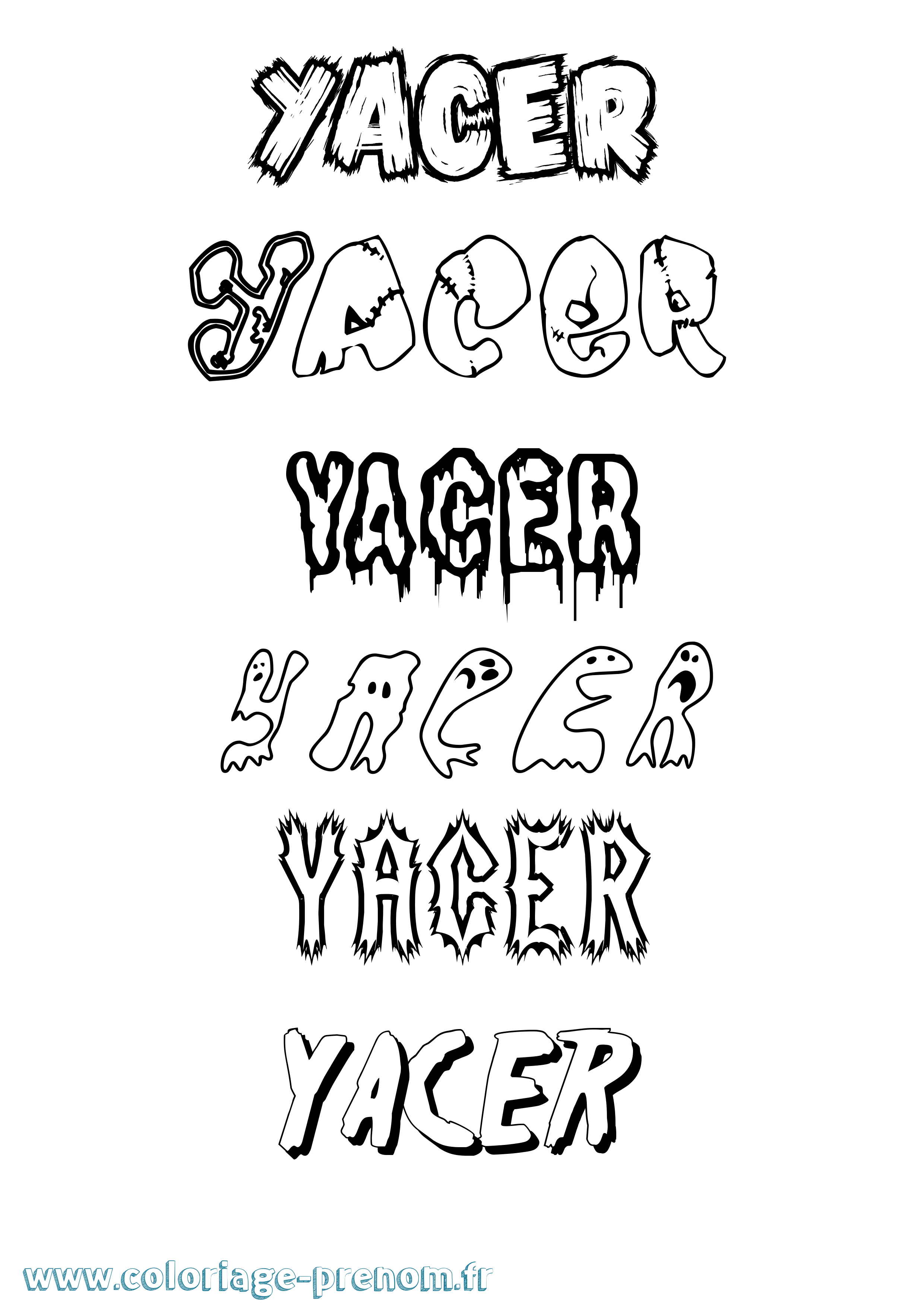 Coloriage prénom Yacer Frisson