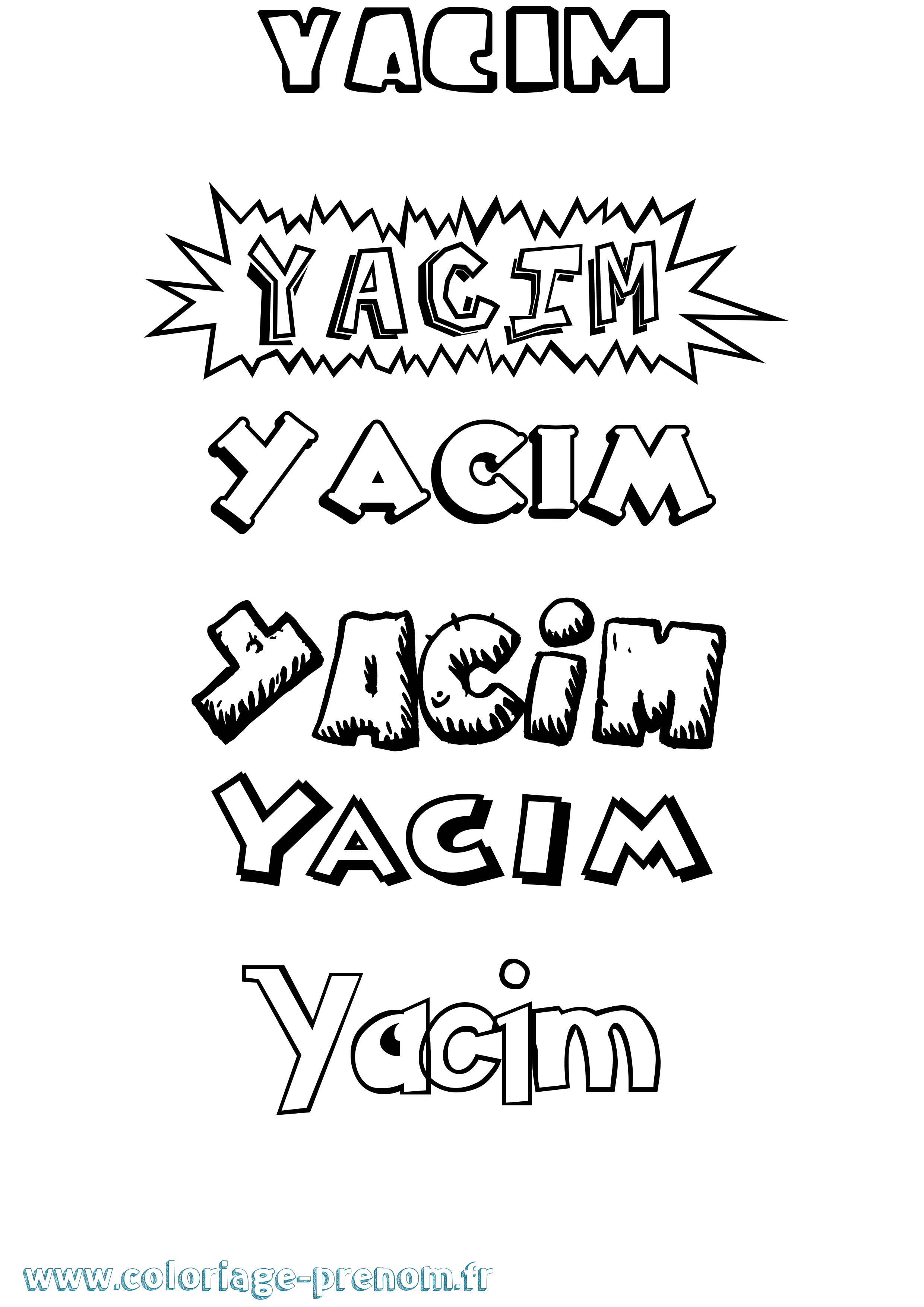 Coloriage prénom Yacim Dessin Animé