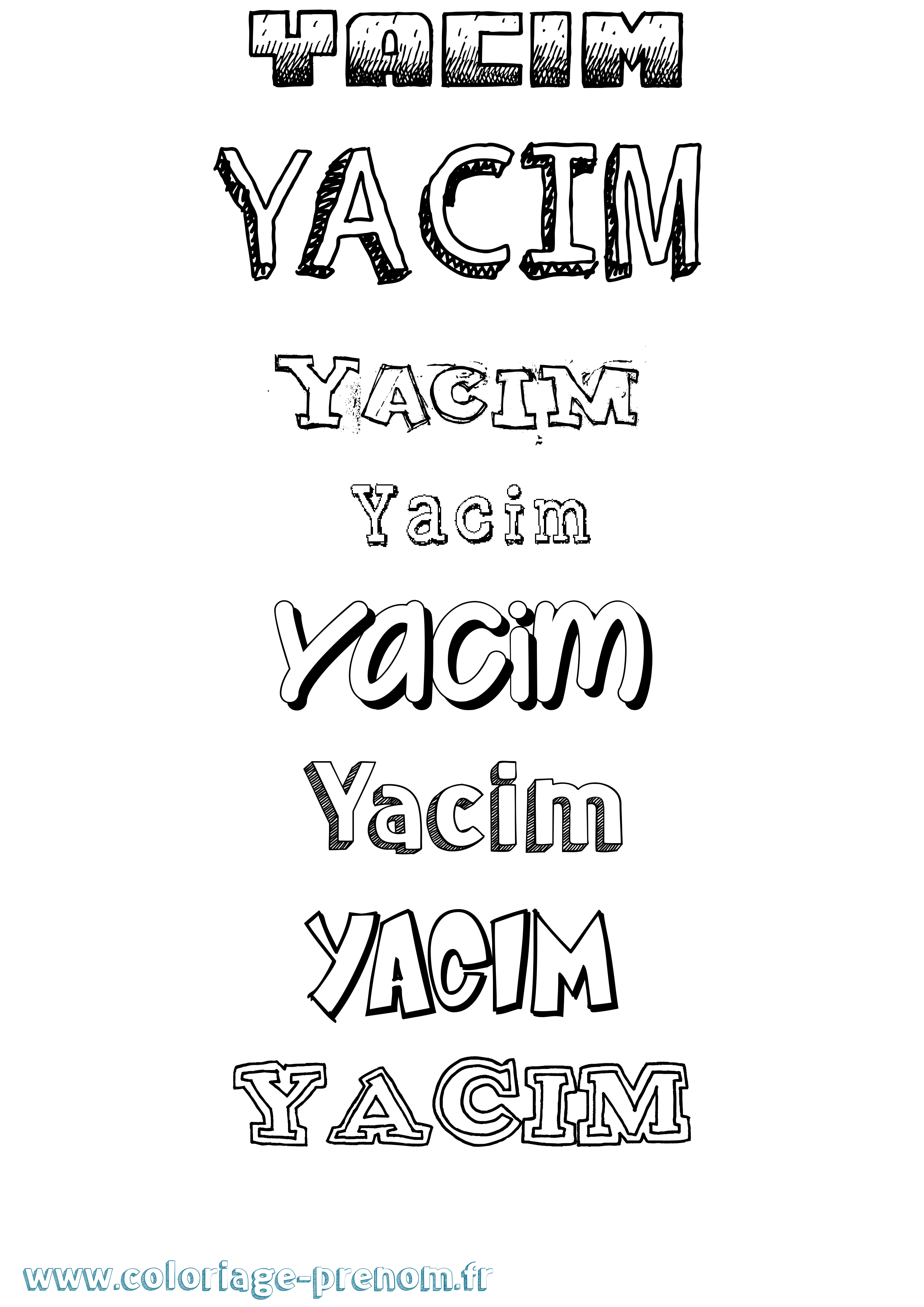 Coloriage prénom Yacim Dessiné