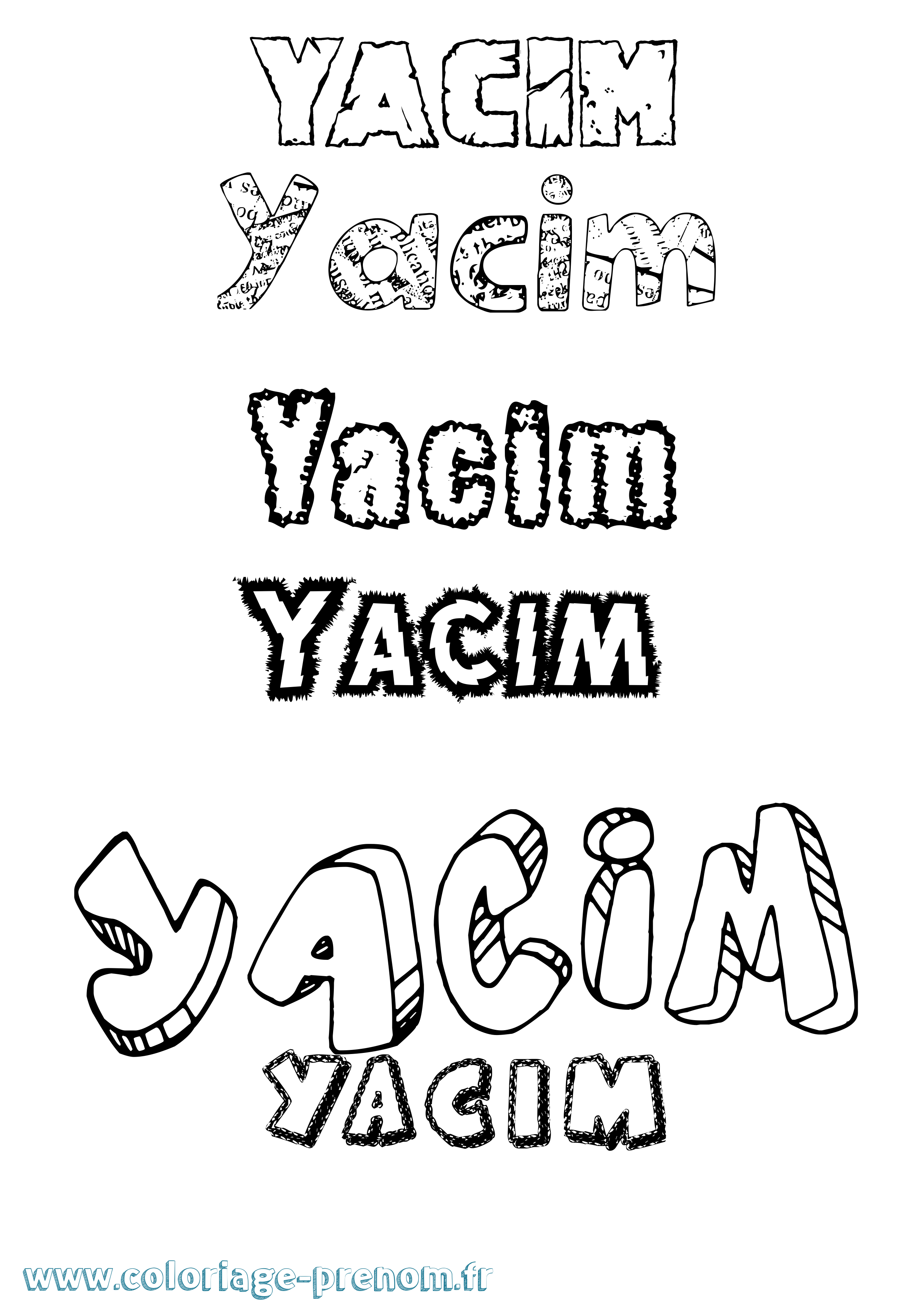 Coloriage prénom Yacim Destructuré