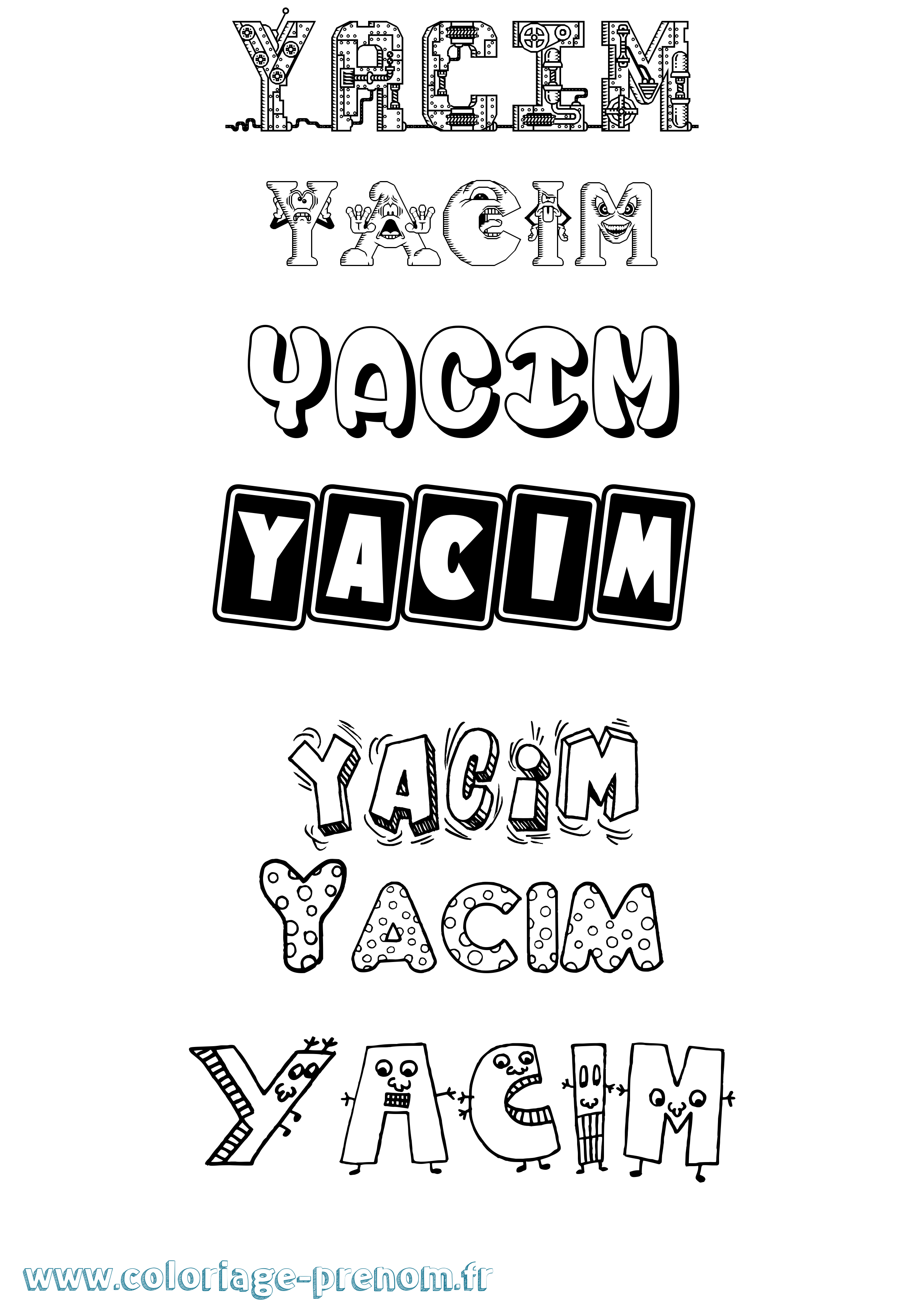 Coloriage prénom Yacim Fun