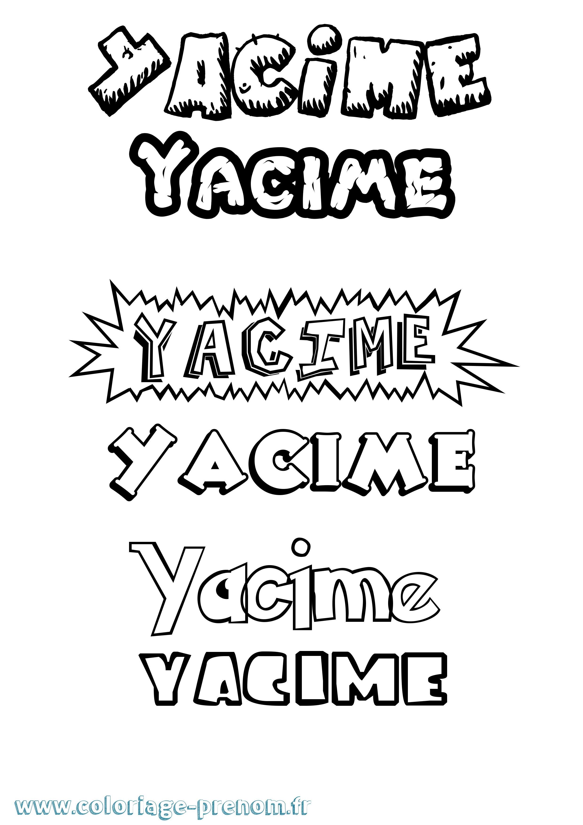 Coloriage prénom Yacime Dessin Animé