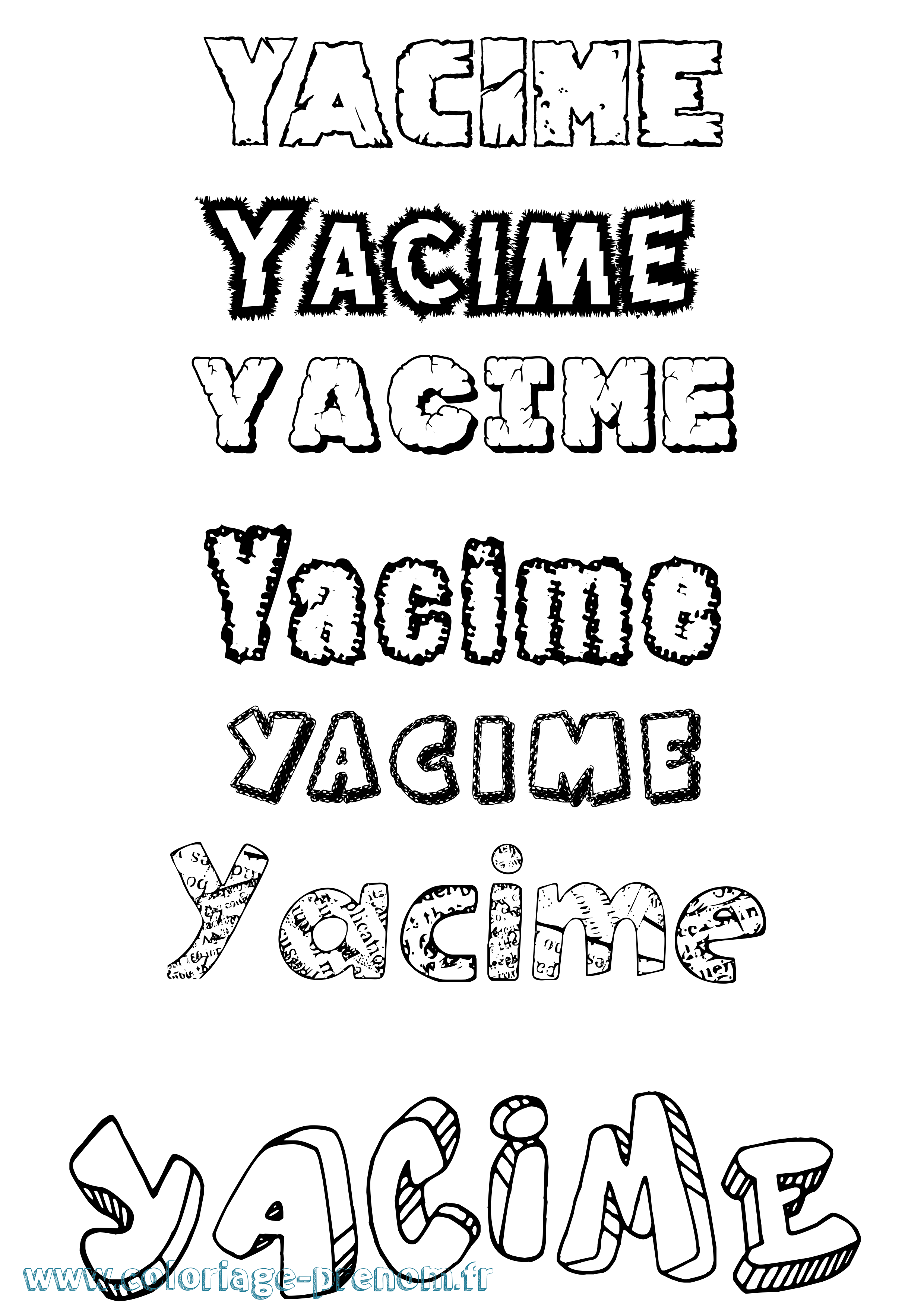 Coloriage prénom Yacime Destructuré