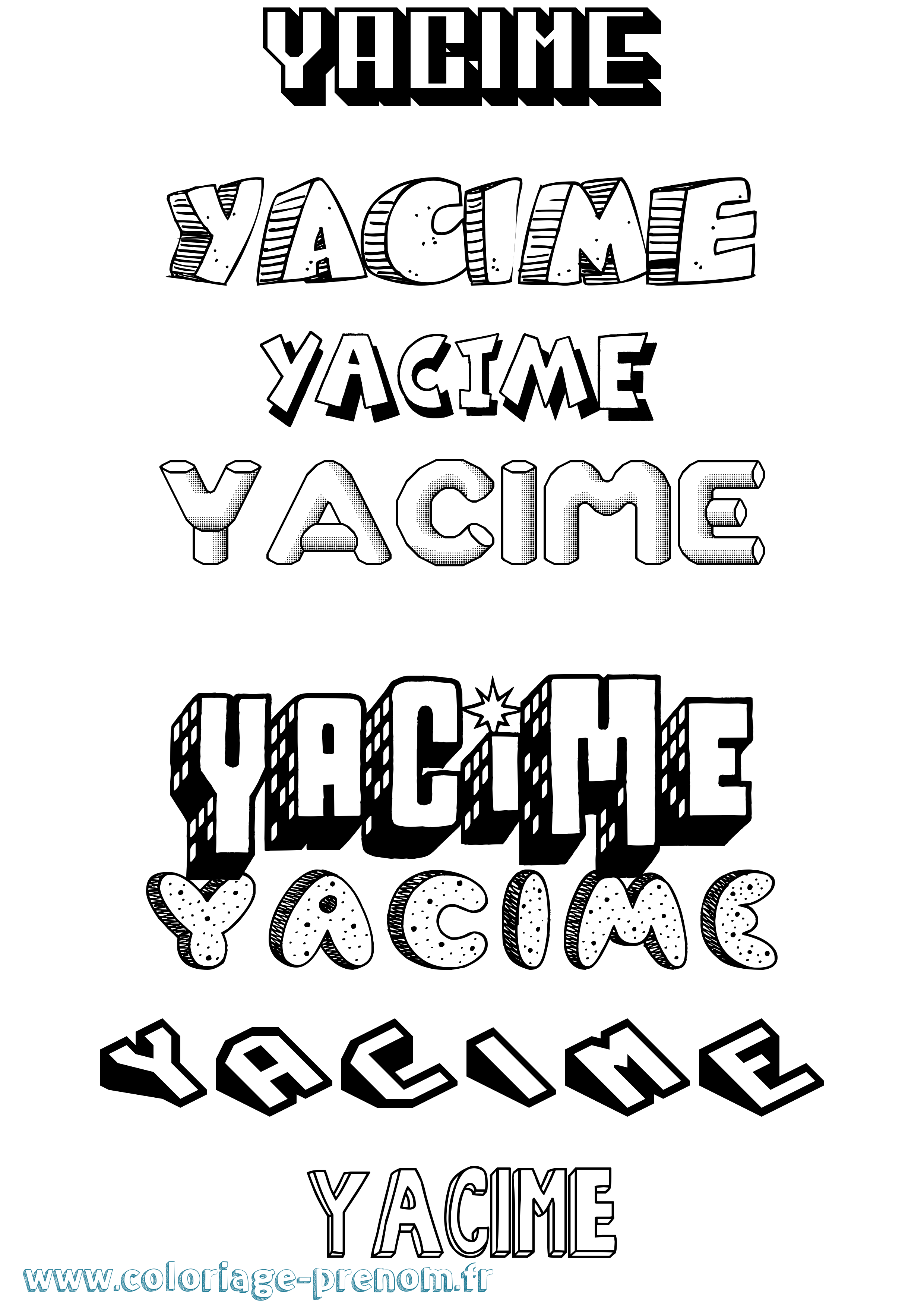 Coloriage prénom Yacime Effet 3D