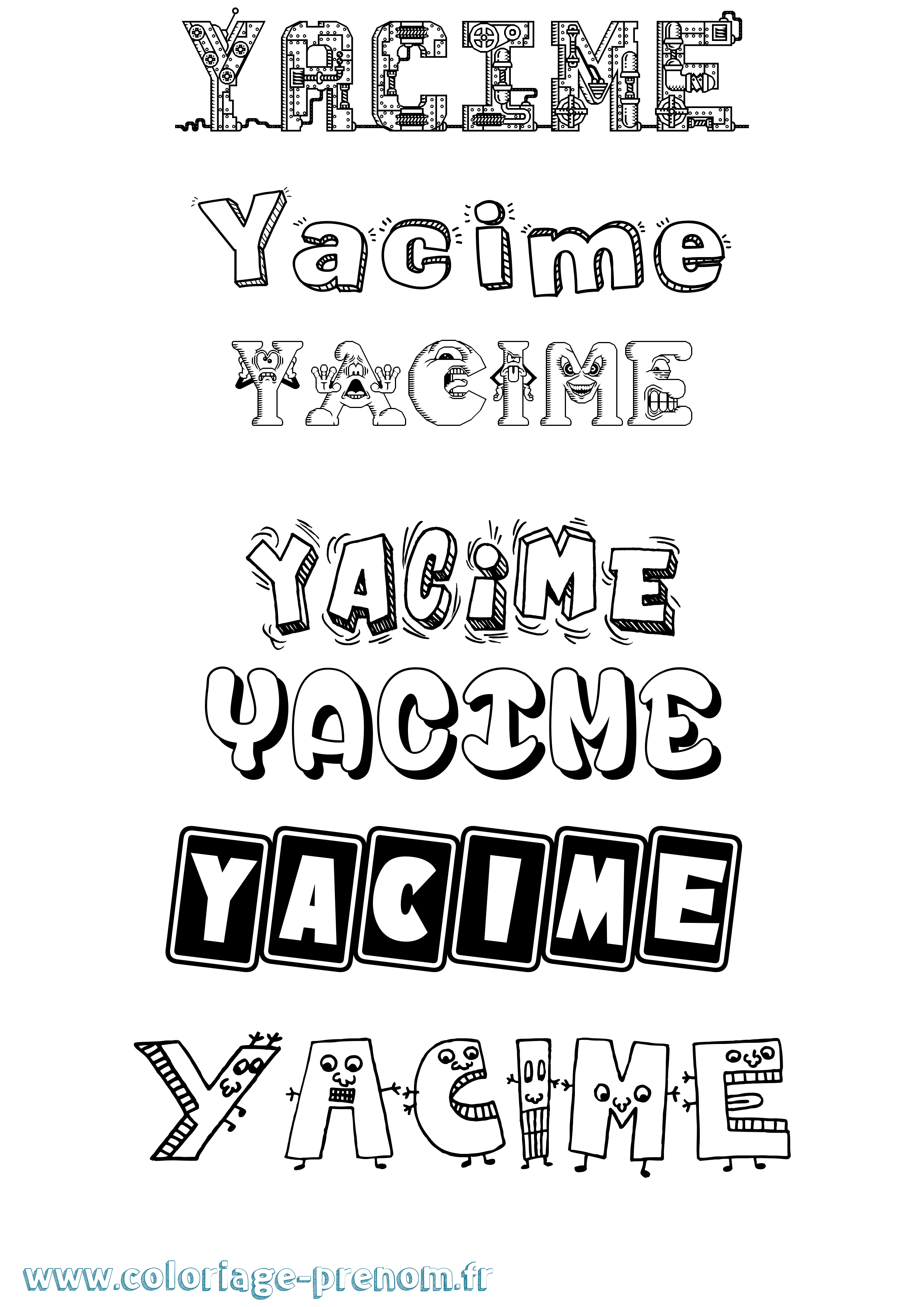 Coloriage prénom Yacime Fun