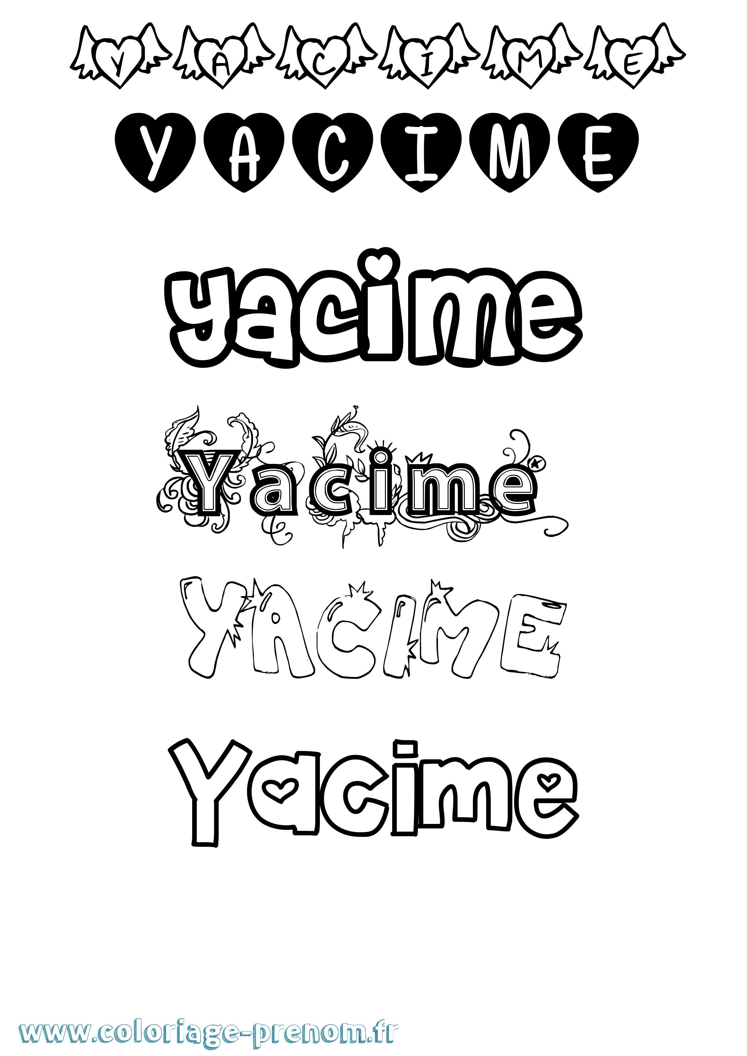 Coloriage prénom Yacime Girly