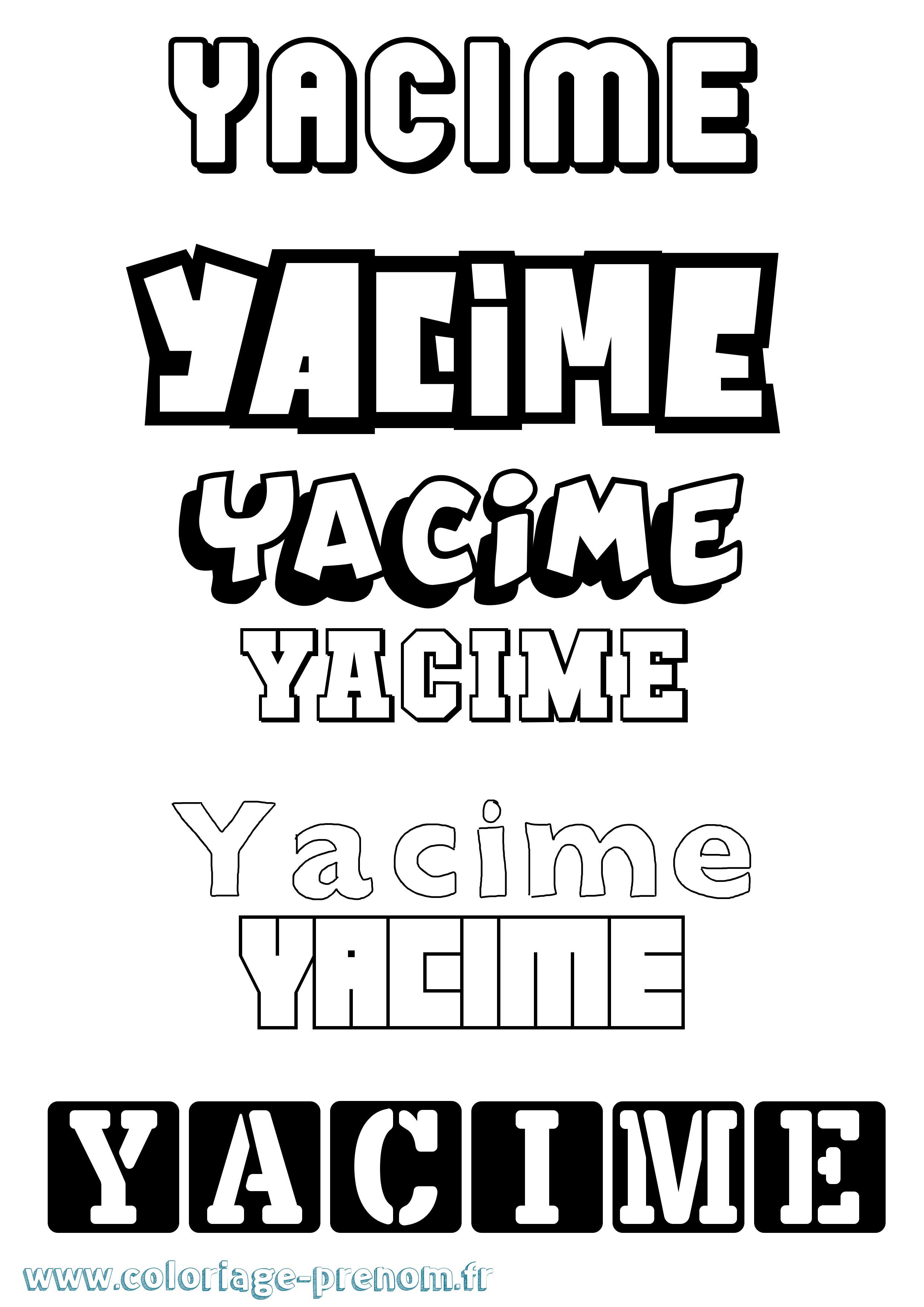 Coloriage prénom Yacime Simple