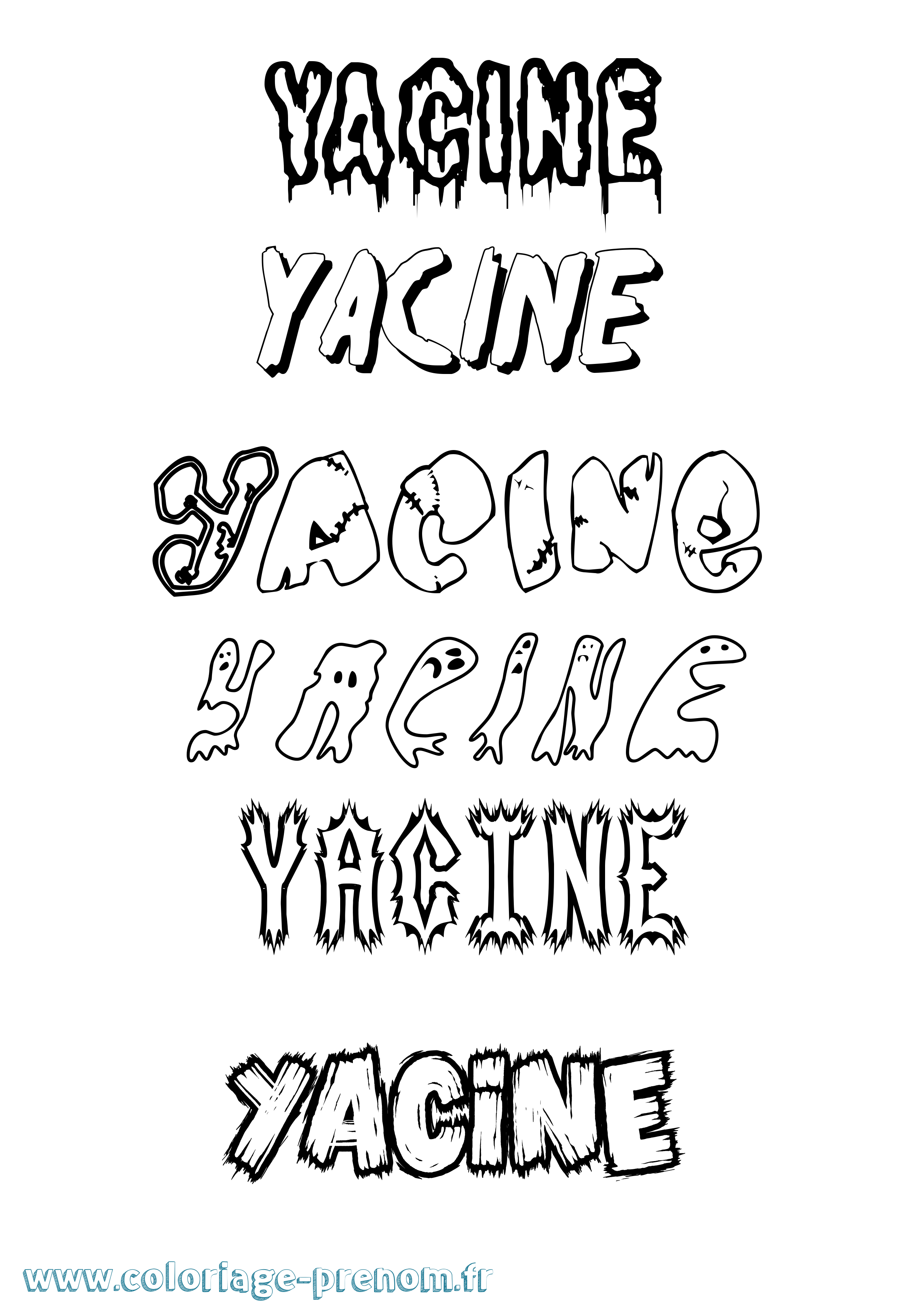 Coloriage prénom Yacine Frisson