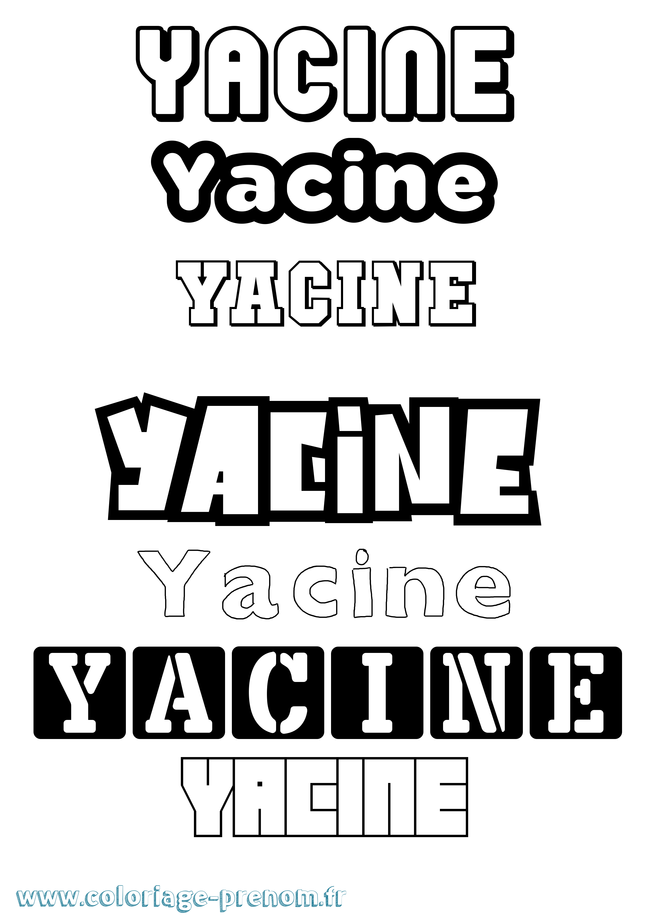 Coloriage prénom Yacine Simple