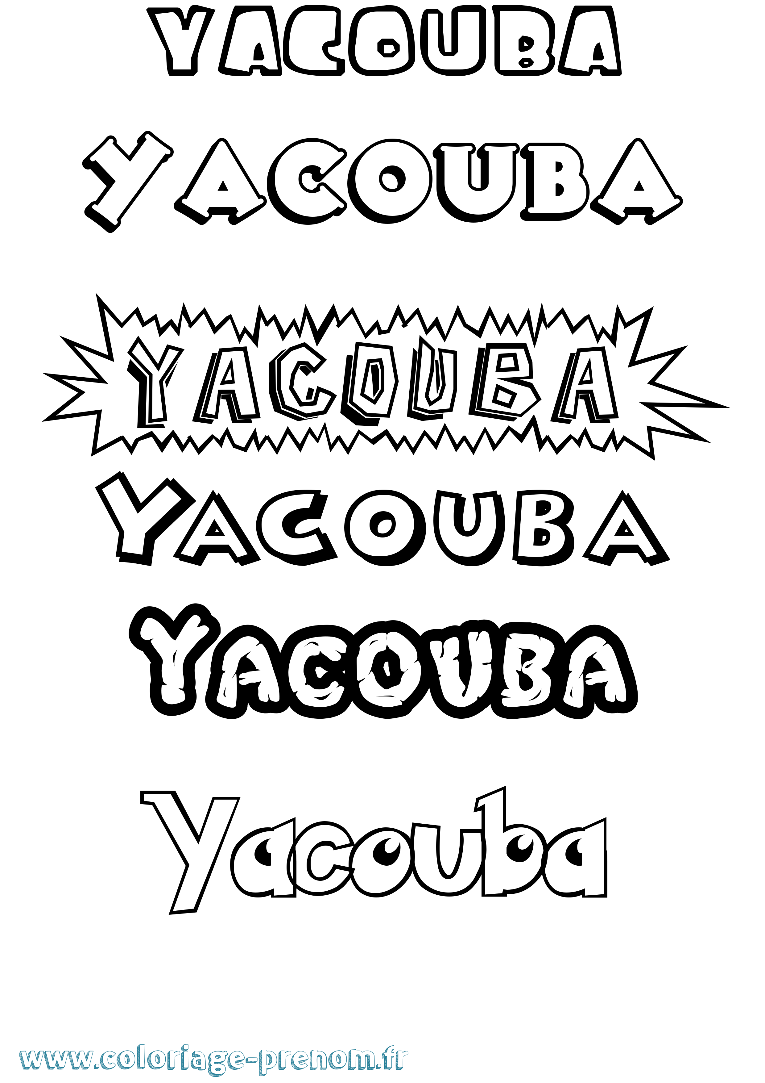 Coloriage prénom Yacouba Dessin Animé