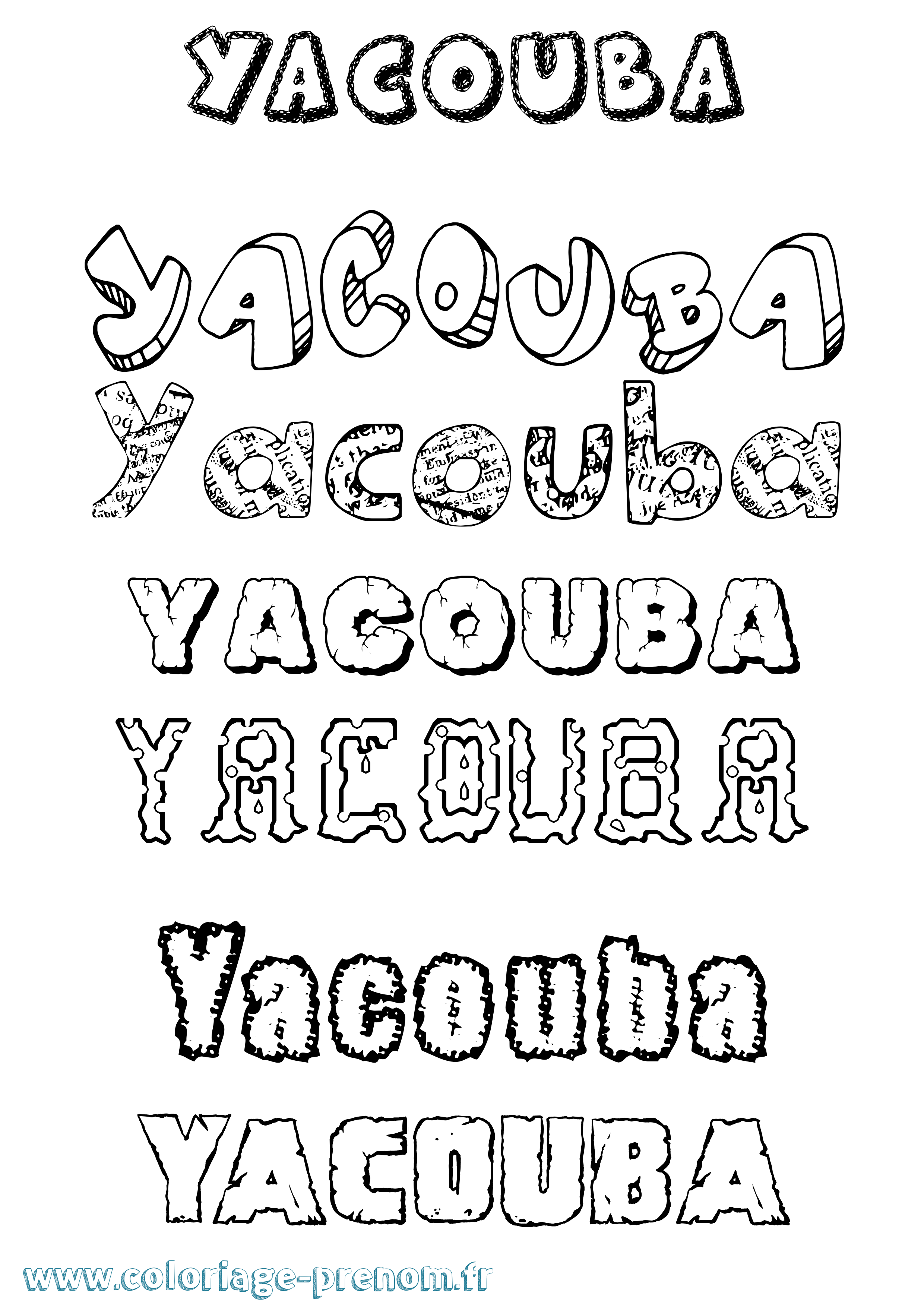 Coloriage prénom Yacouba Destructuré