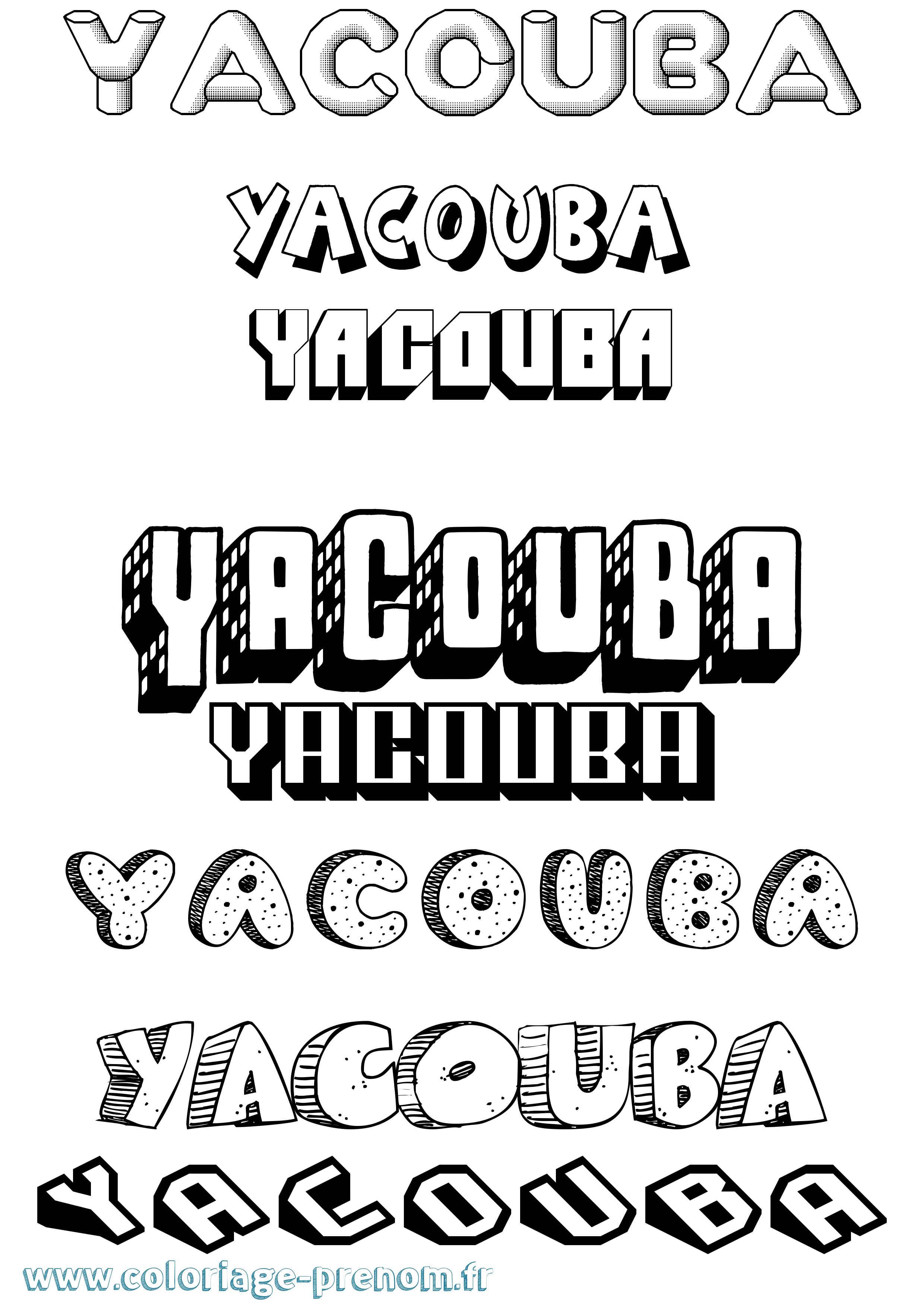 Coloriage prénom Yacouba Effet 3D