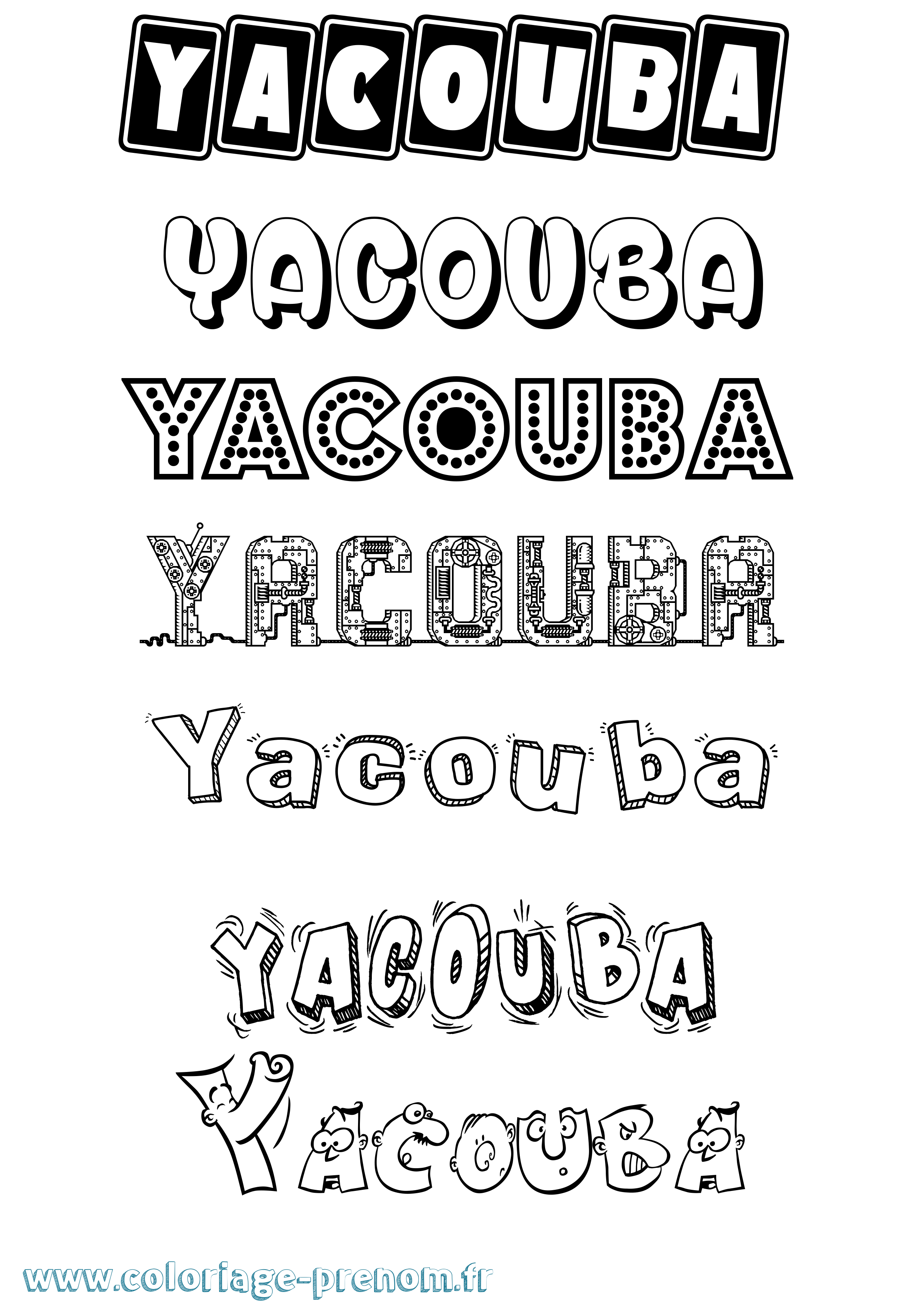 Coloriage prénom Yacouba Fun