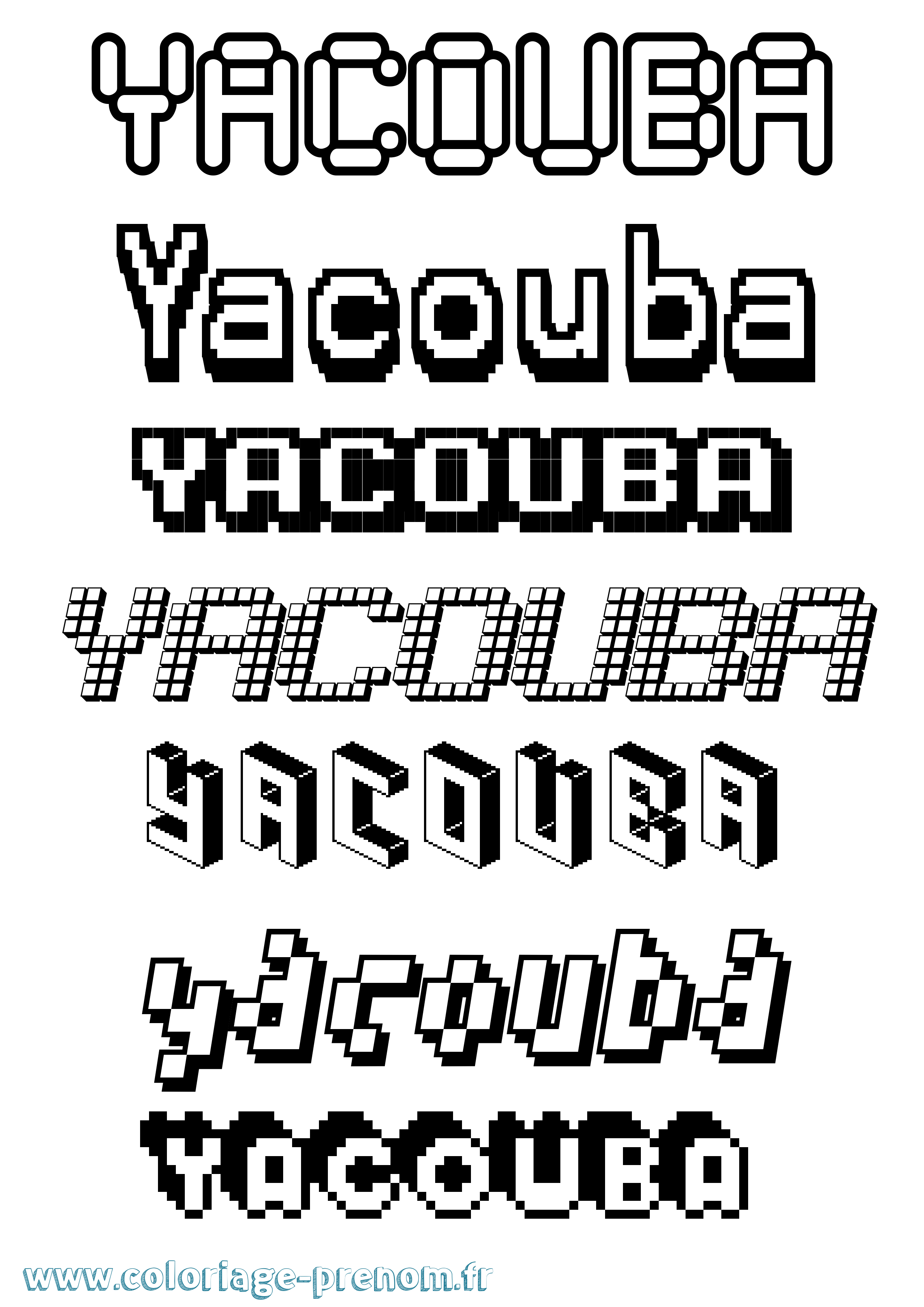Coloriage prénom Yacouba Pixel