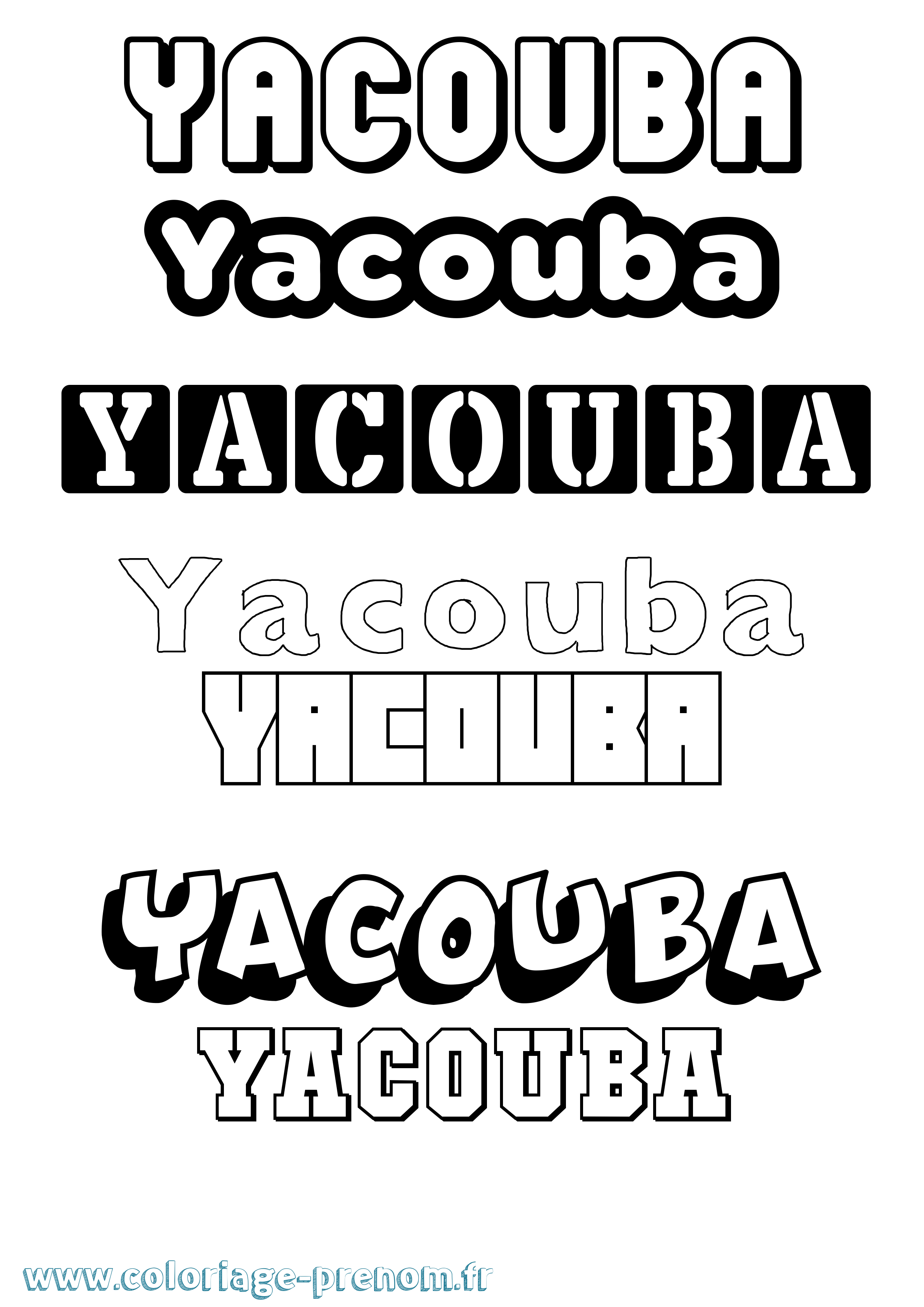 Coloriage prénom Yacouba Simple