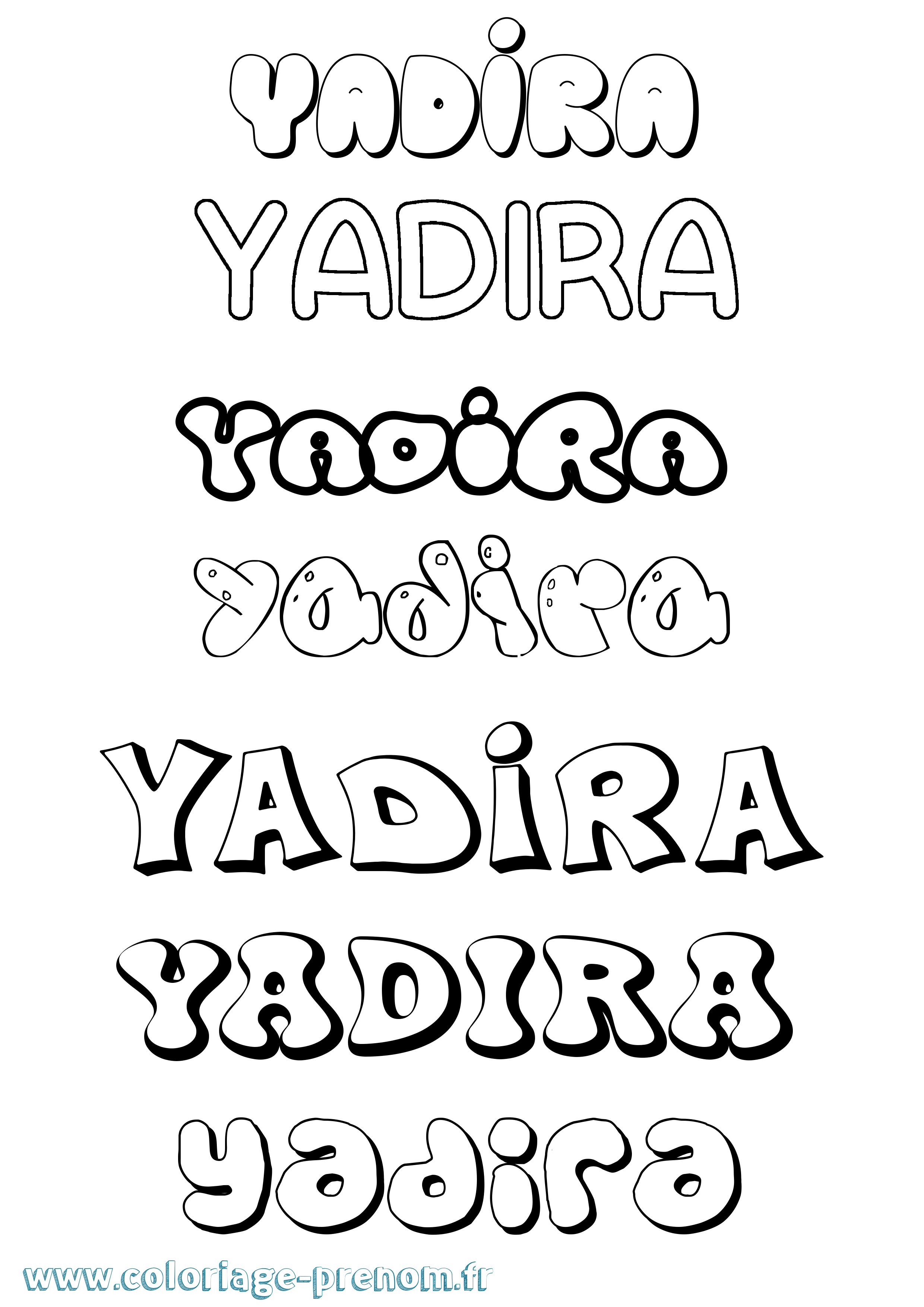 Coloriage prénom Yadira Bubble