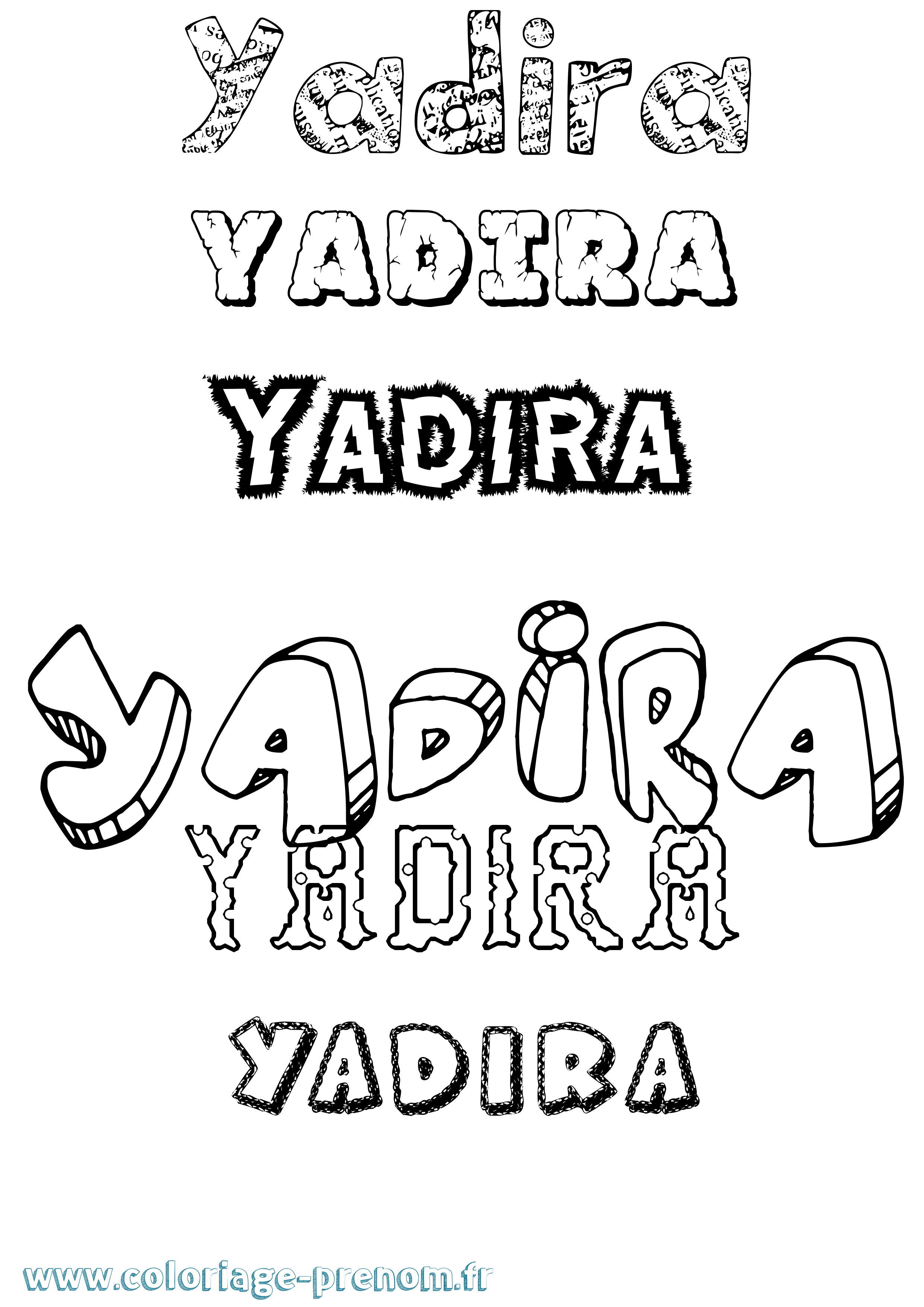 Coloriage prénom Yadira Destructuré