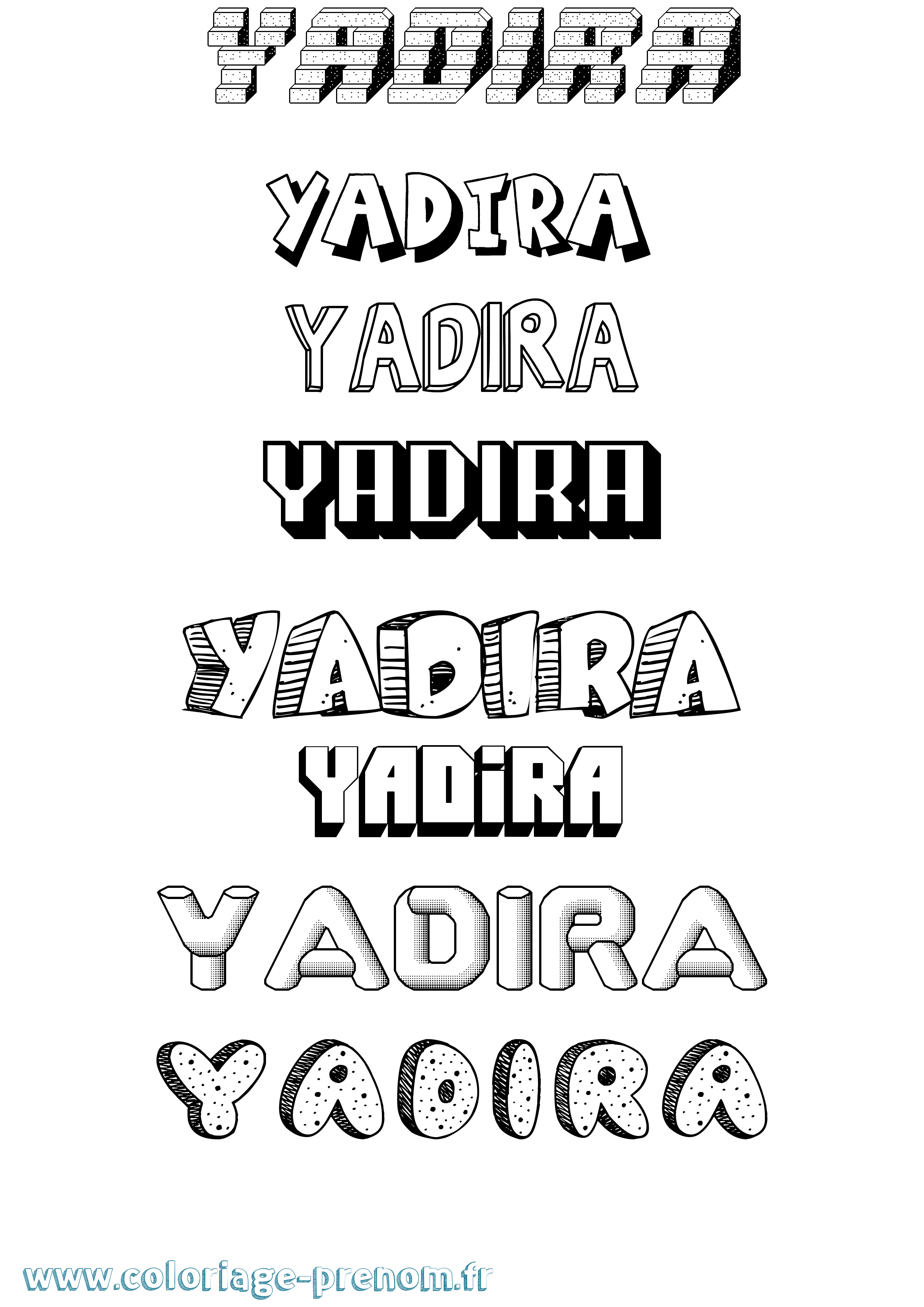 Coloriage prénom Yadira Effet 3D