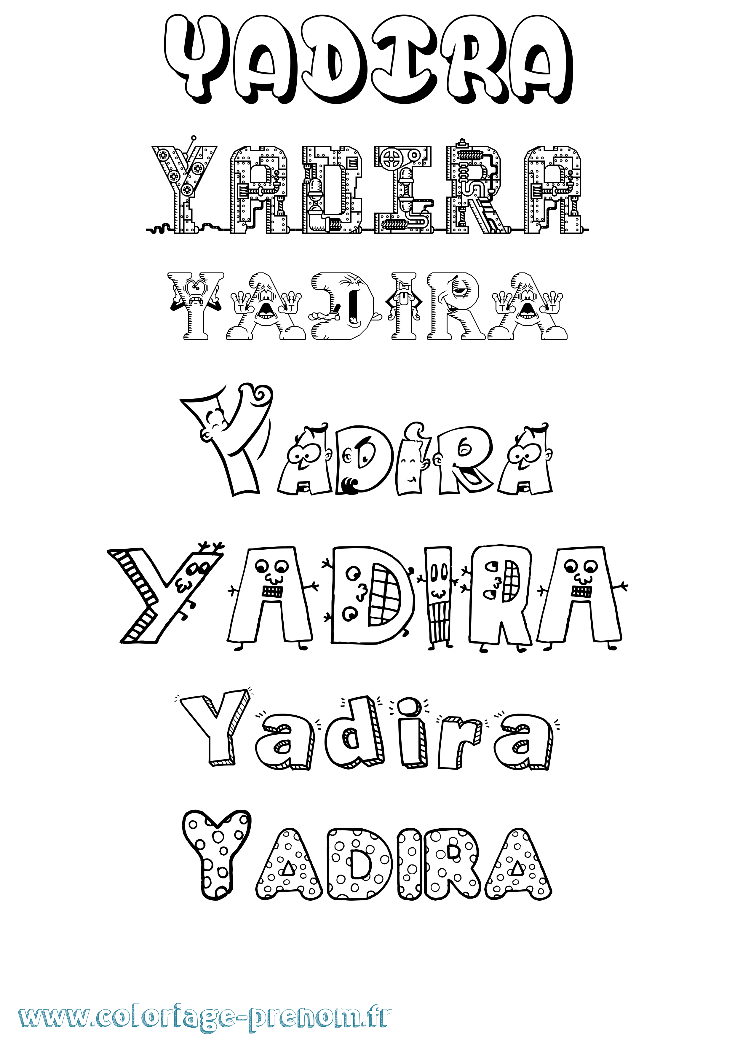Coloriage prénom Yadira Fun