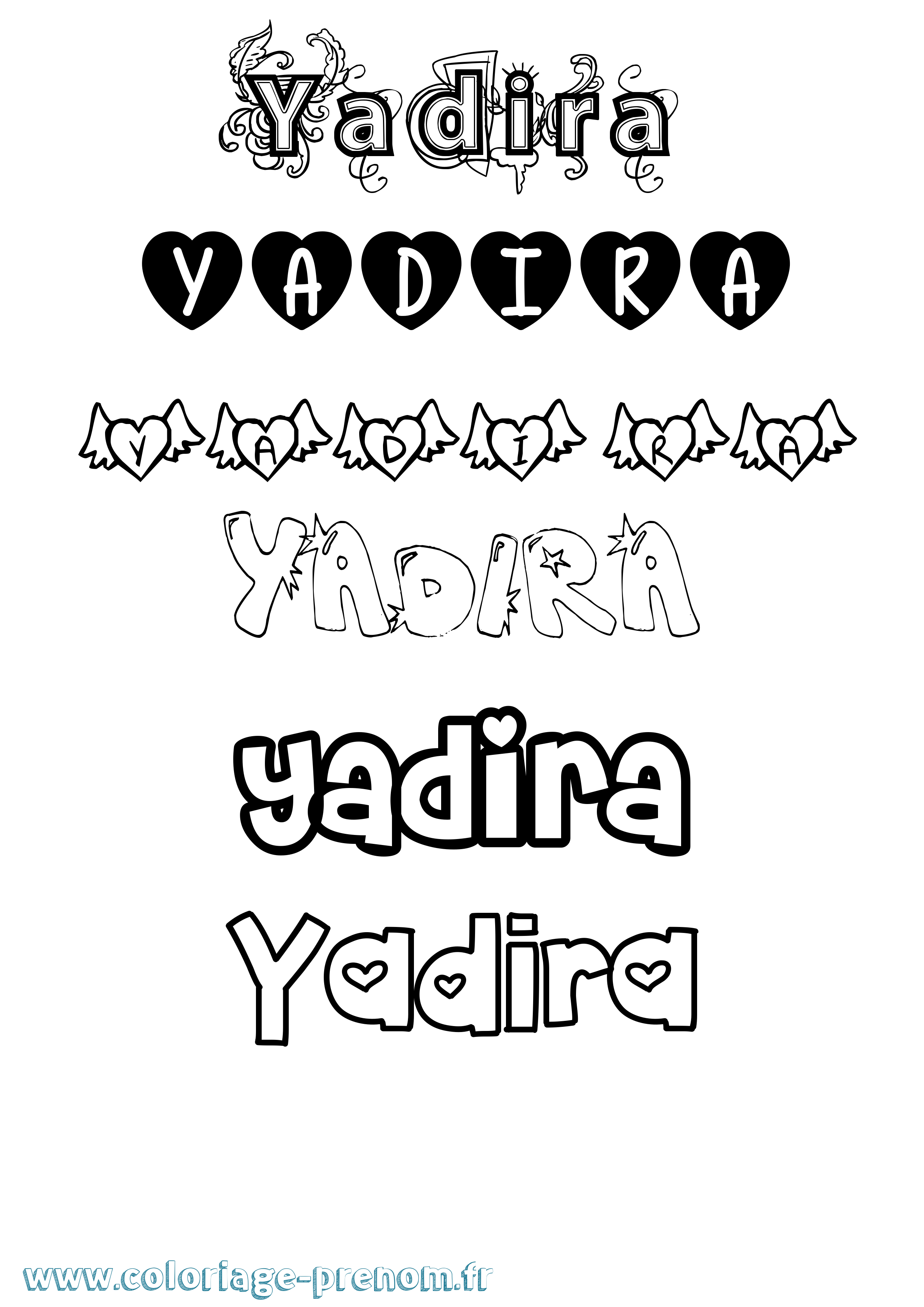Coloriage prénom Yadira Girly