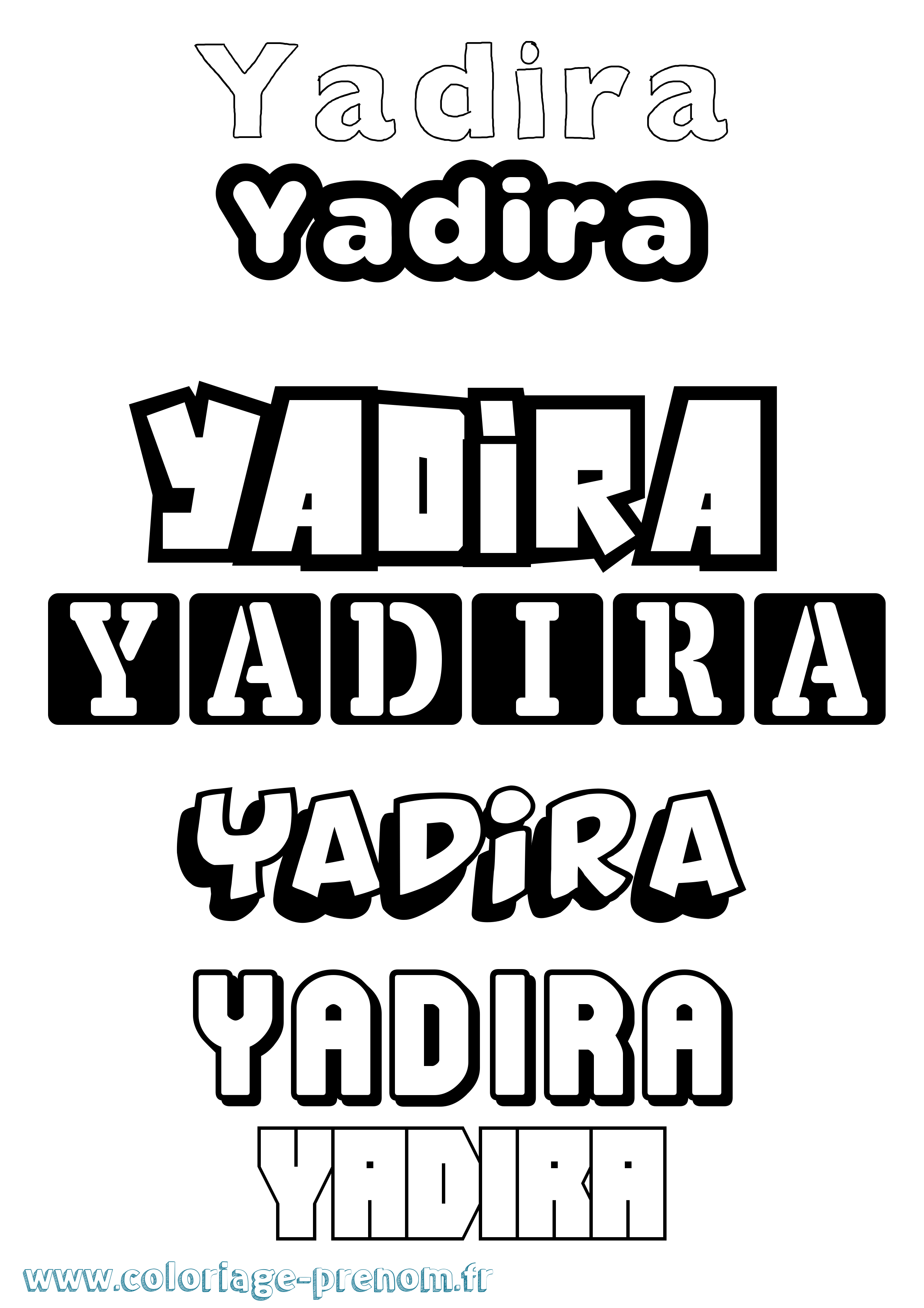 Coloriage prénom Yadira Simple