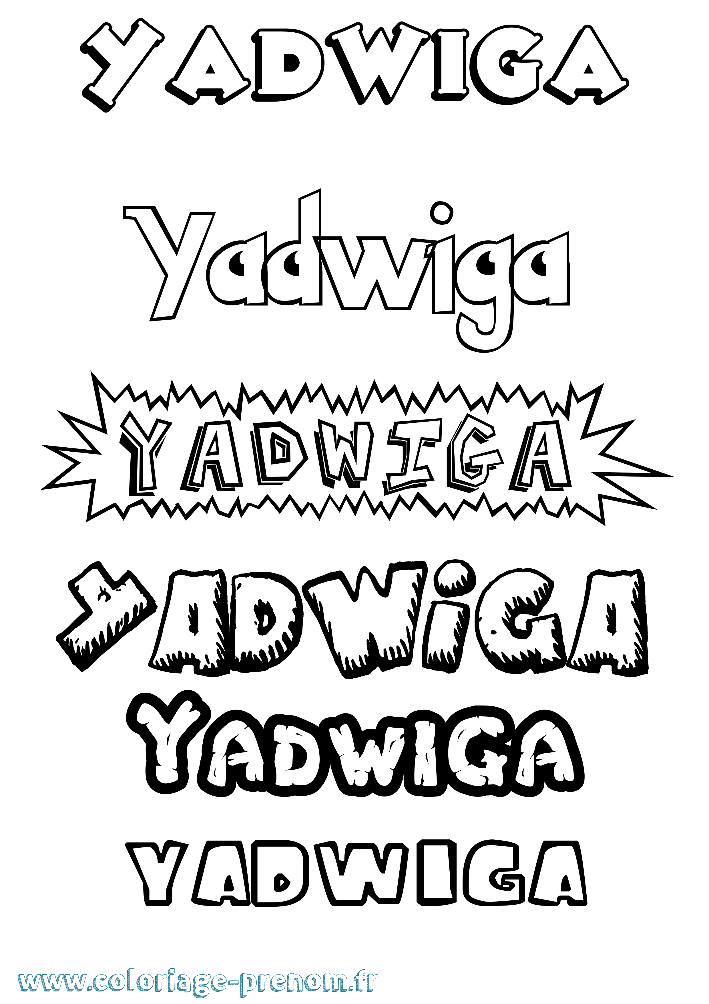 Coloriage prénom Yadwiga Dessin Animé