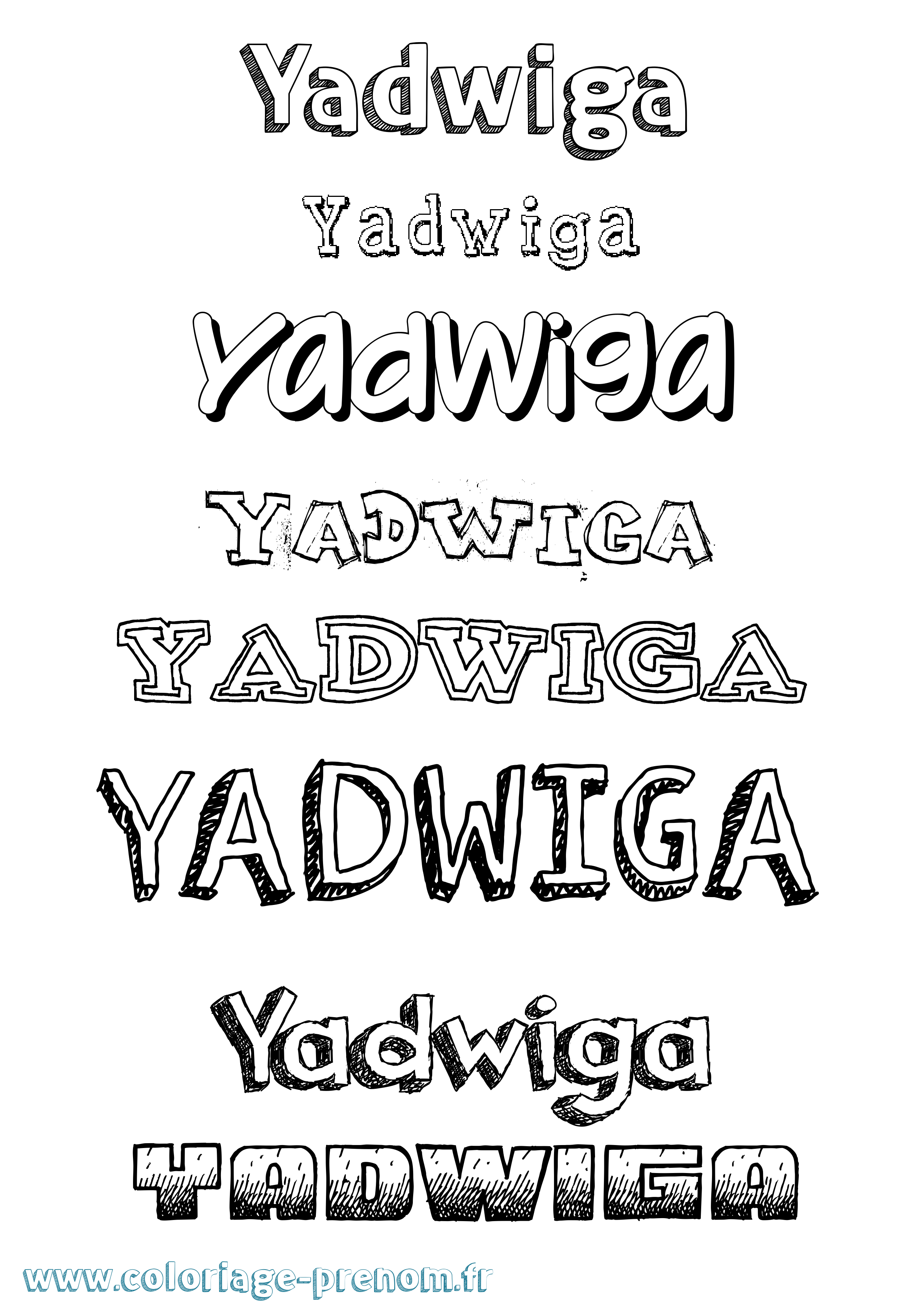 Coloriage prénom Yadwiga Dessiné