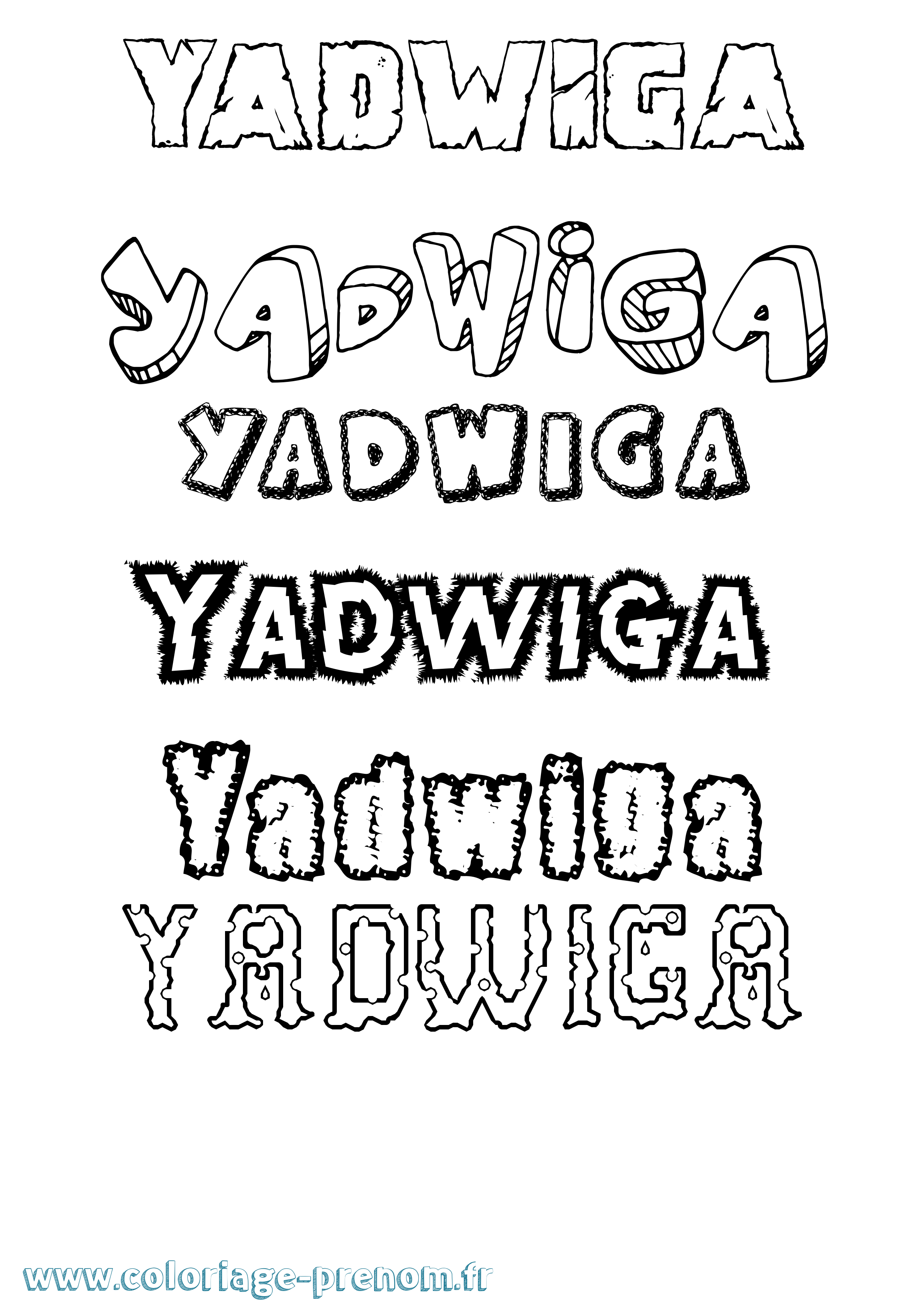 Coloriage prénom Yadwiga Destructuré