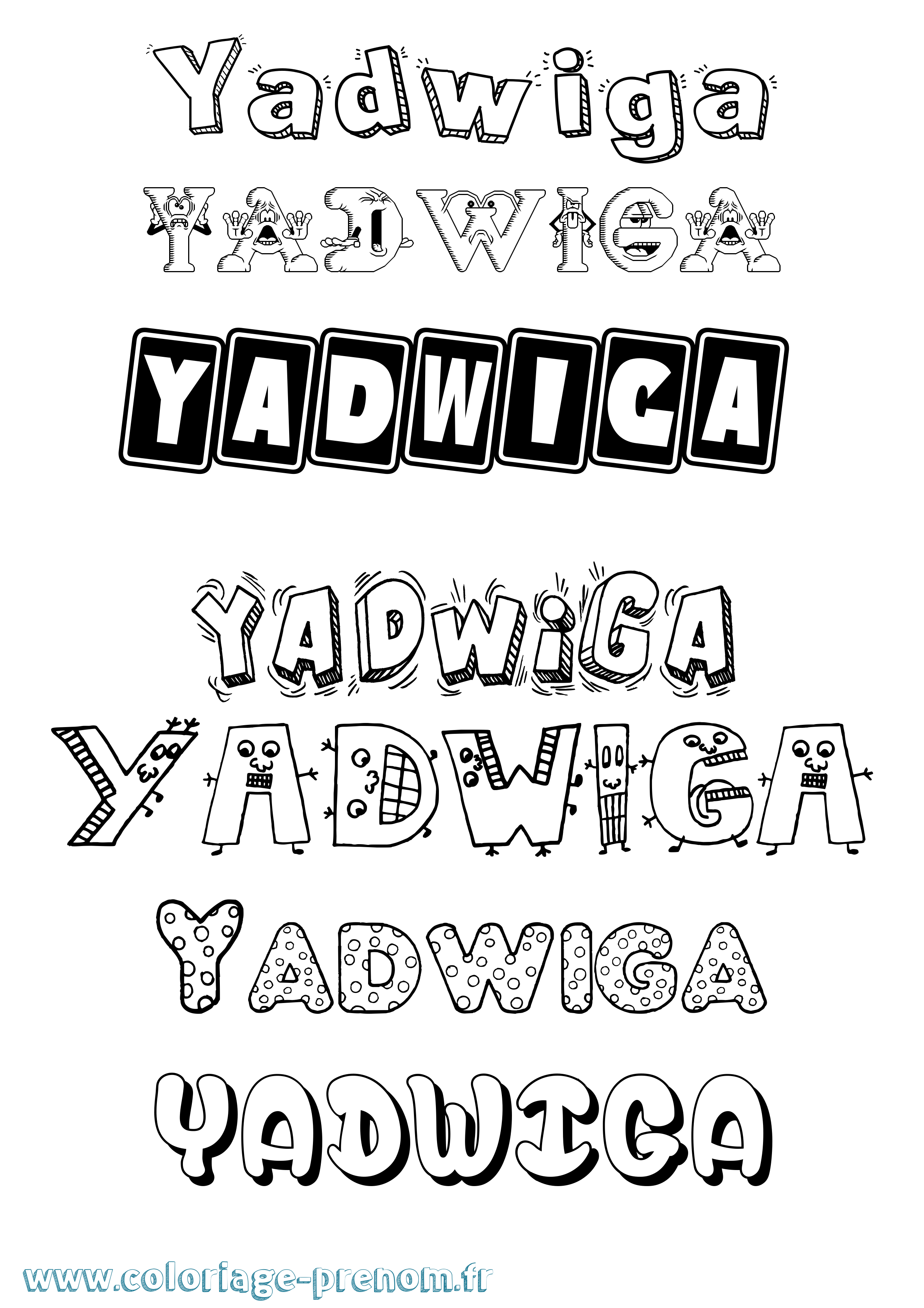 Coloriage prénom Yadwiga Fun