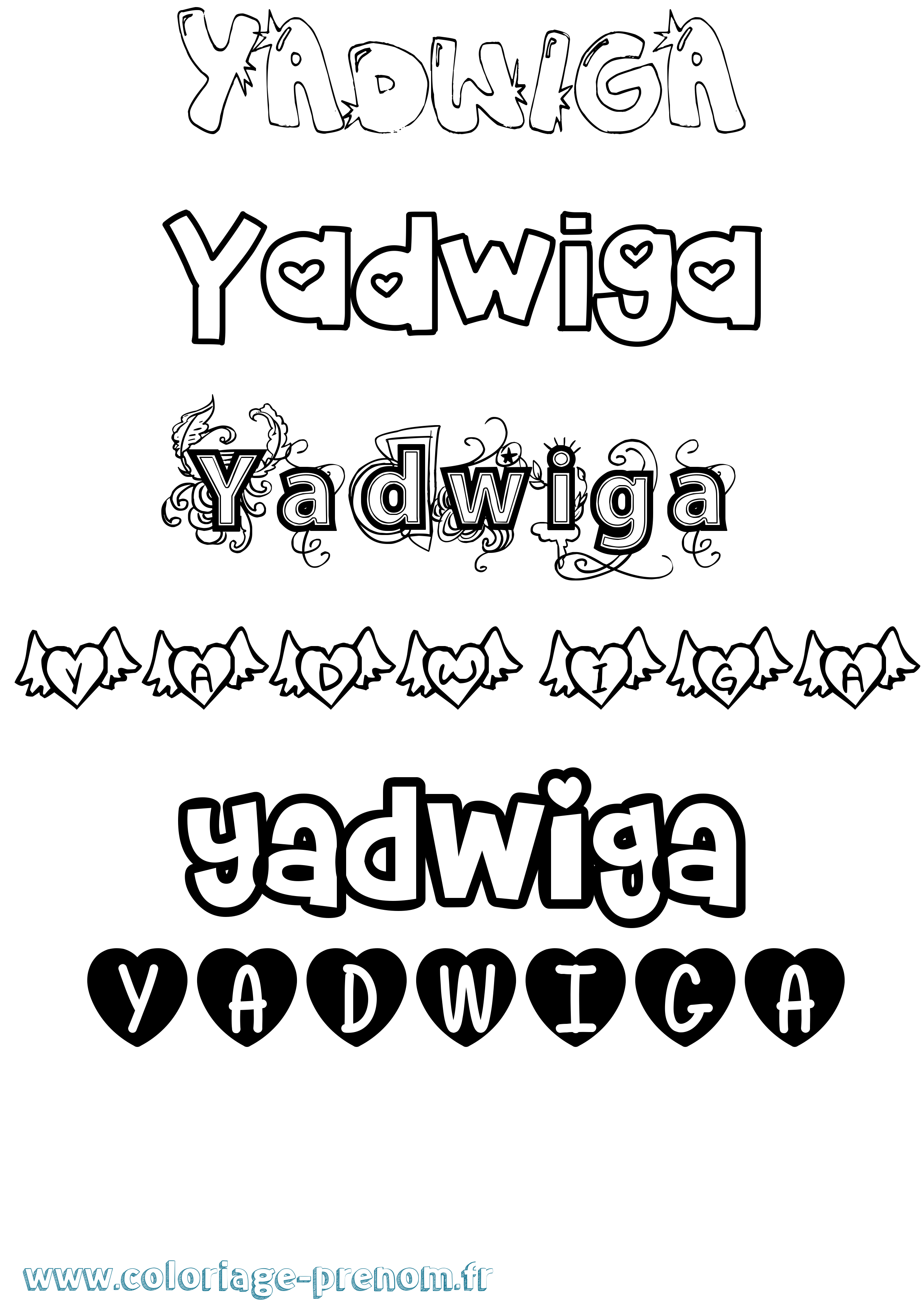 Coloriage prénom Yadwiga Girly