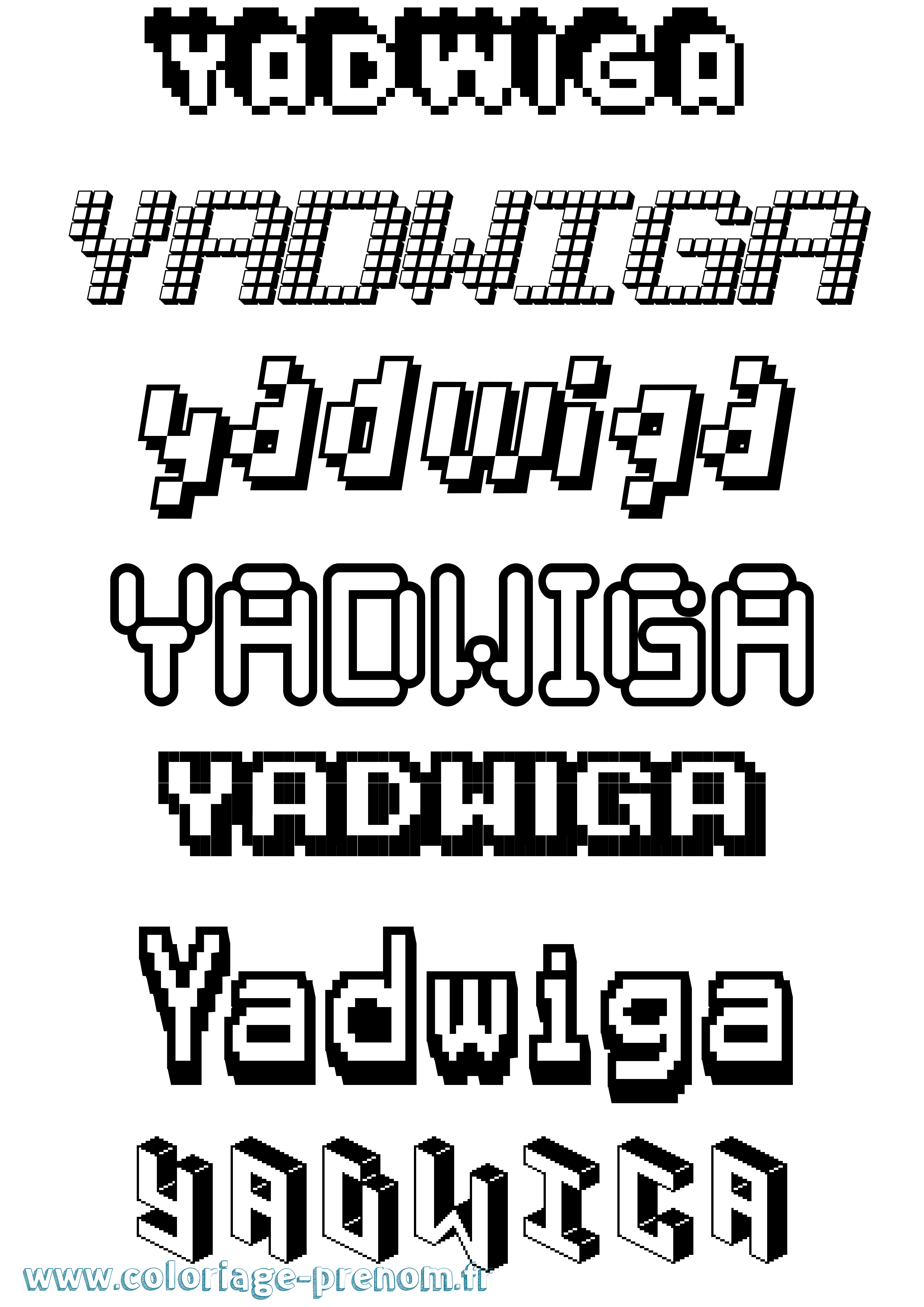 Coloriage prénom Yadwiga Pixel