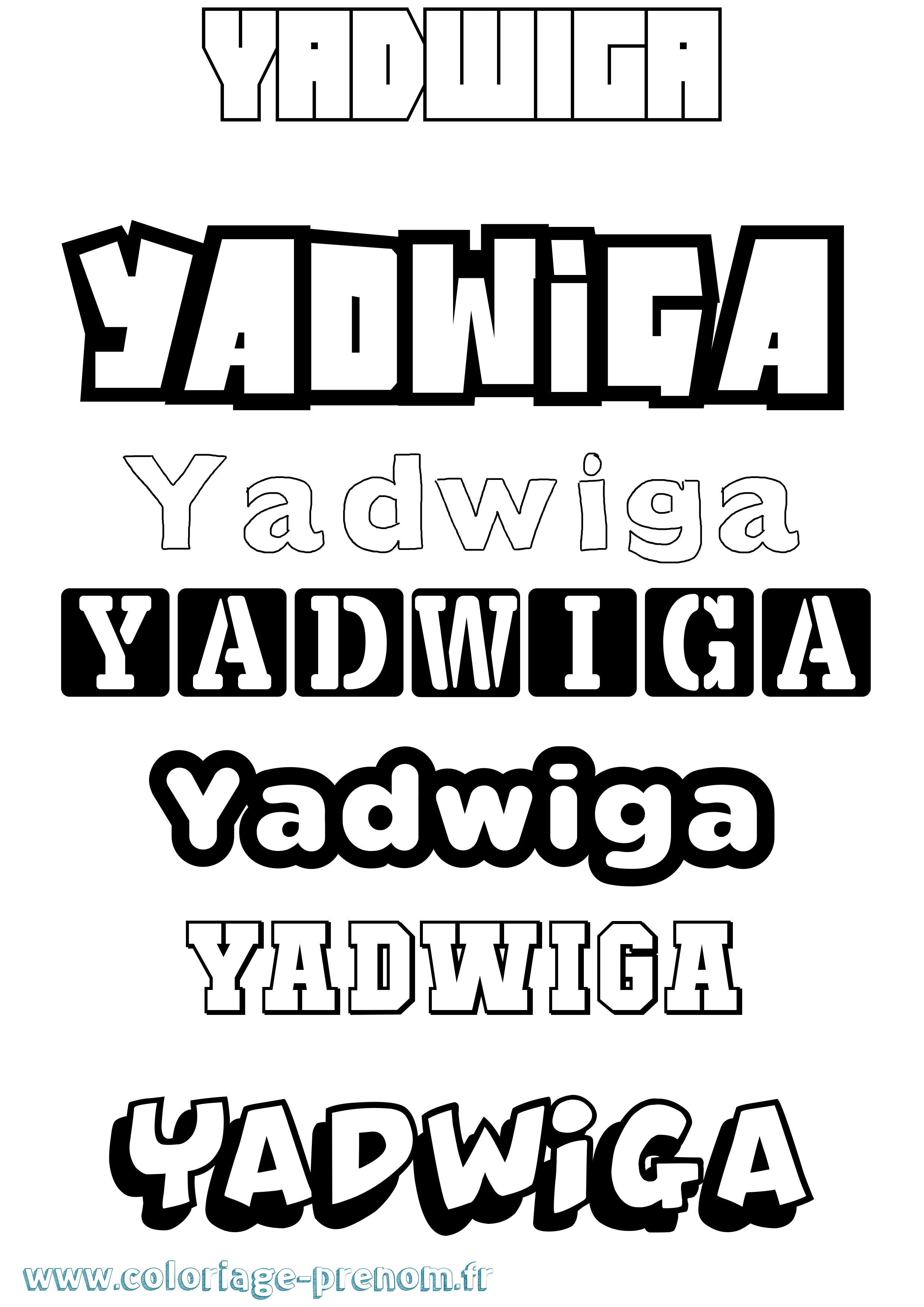 Coloriage prénom Yadwiga Simple
