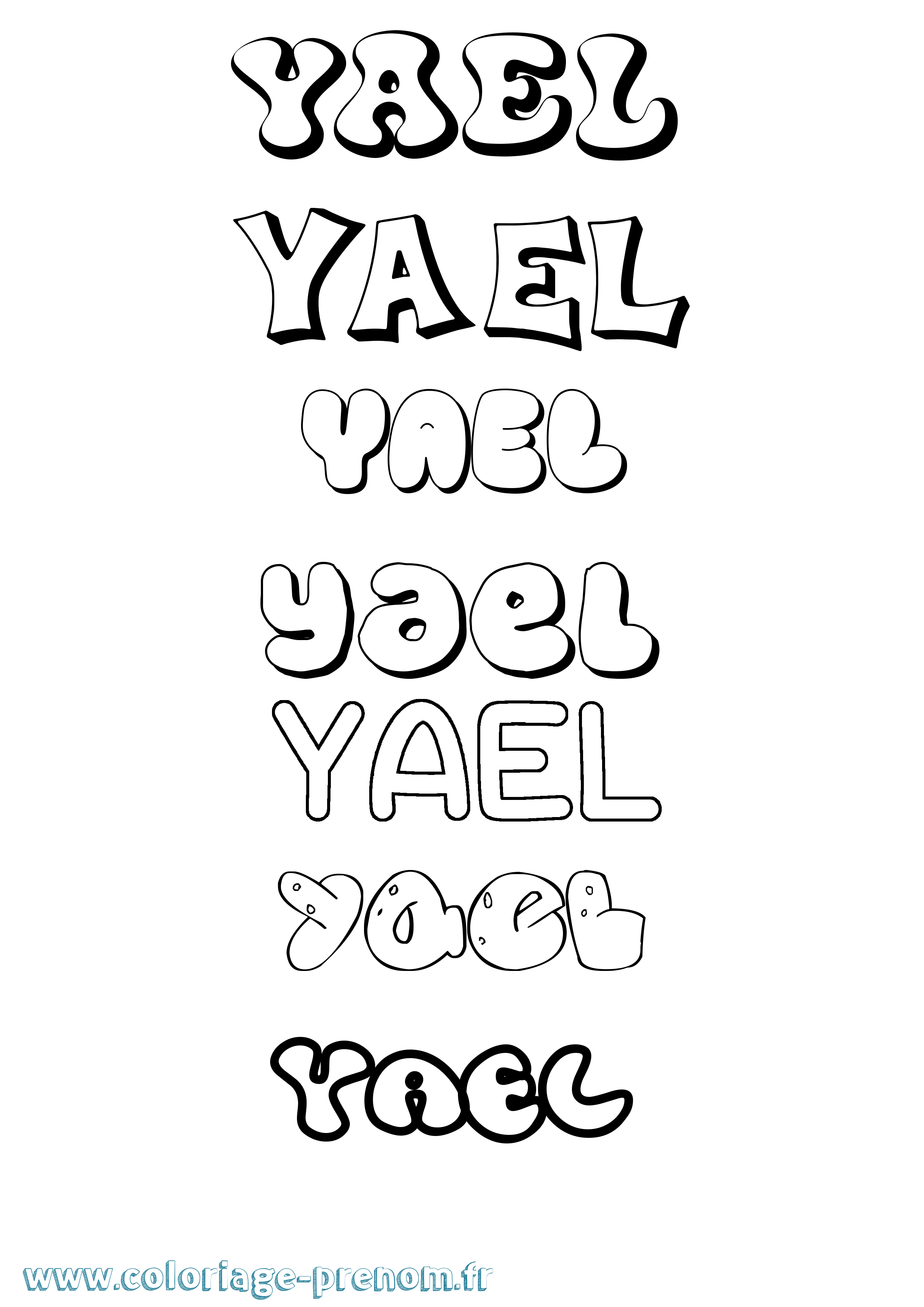 Coloriage prénom Yael Bubble