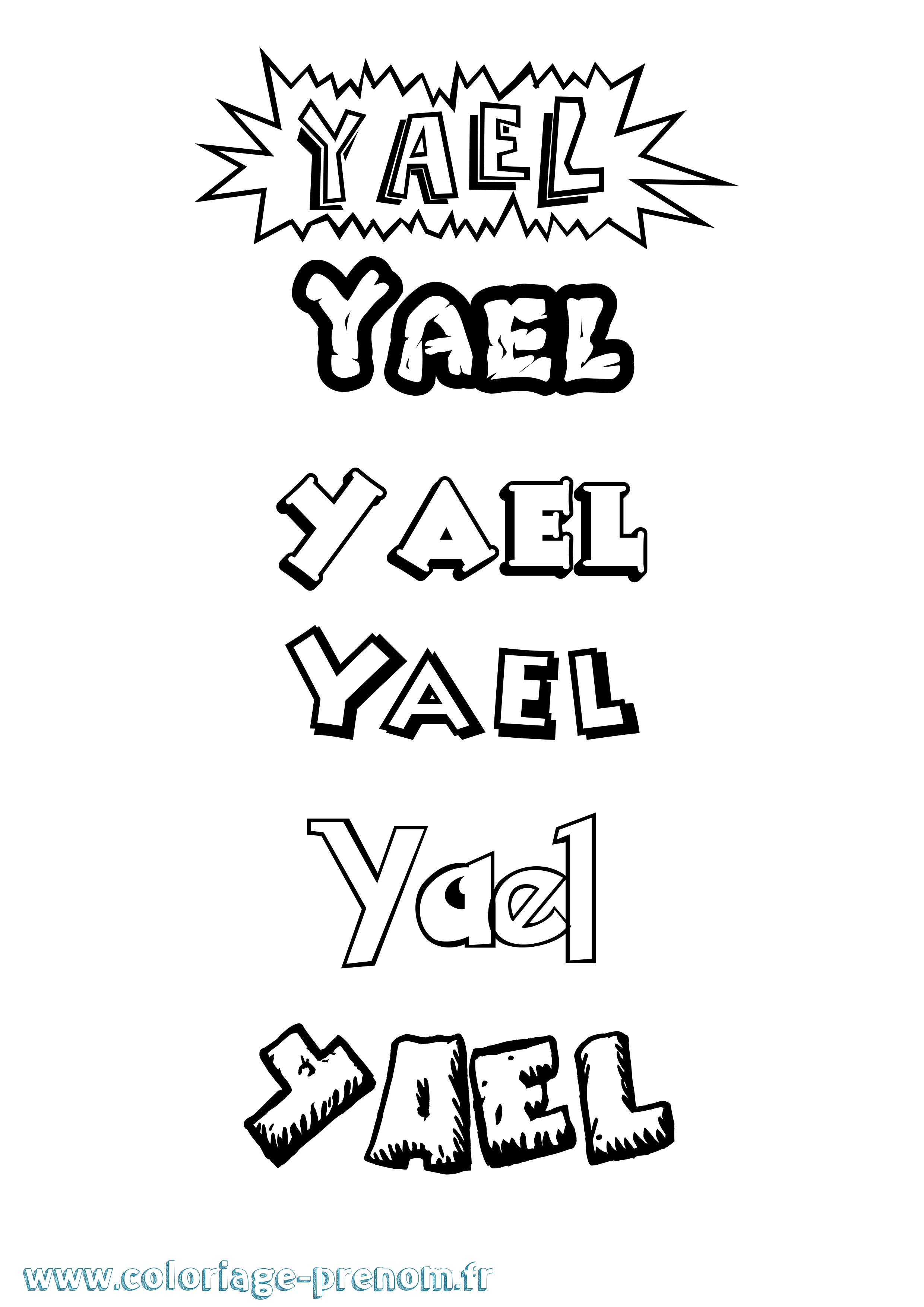 Coloriage prénom Yael Dessin Animé