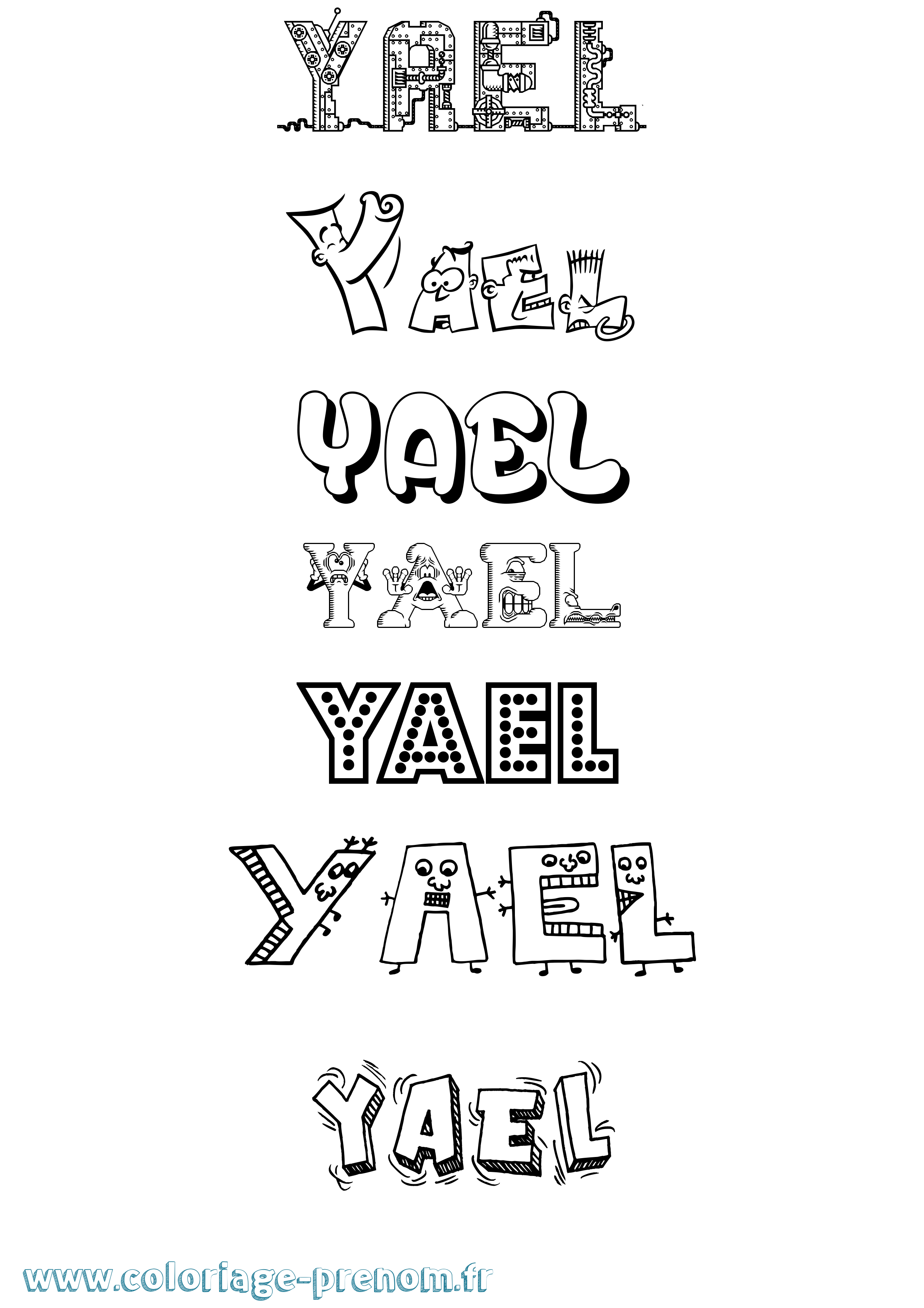 Coloriage prénom Yael Fun