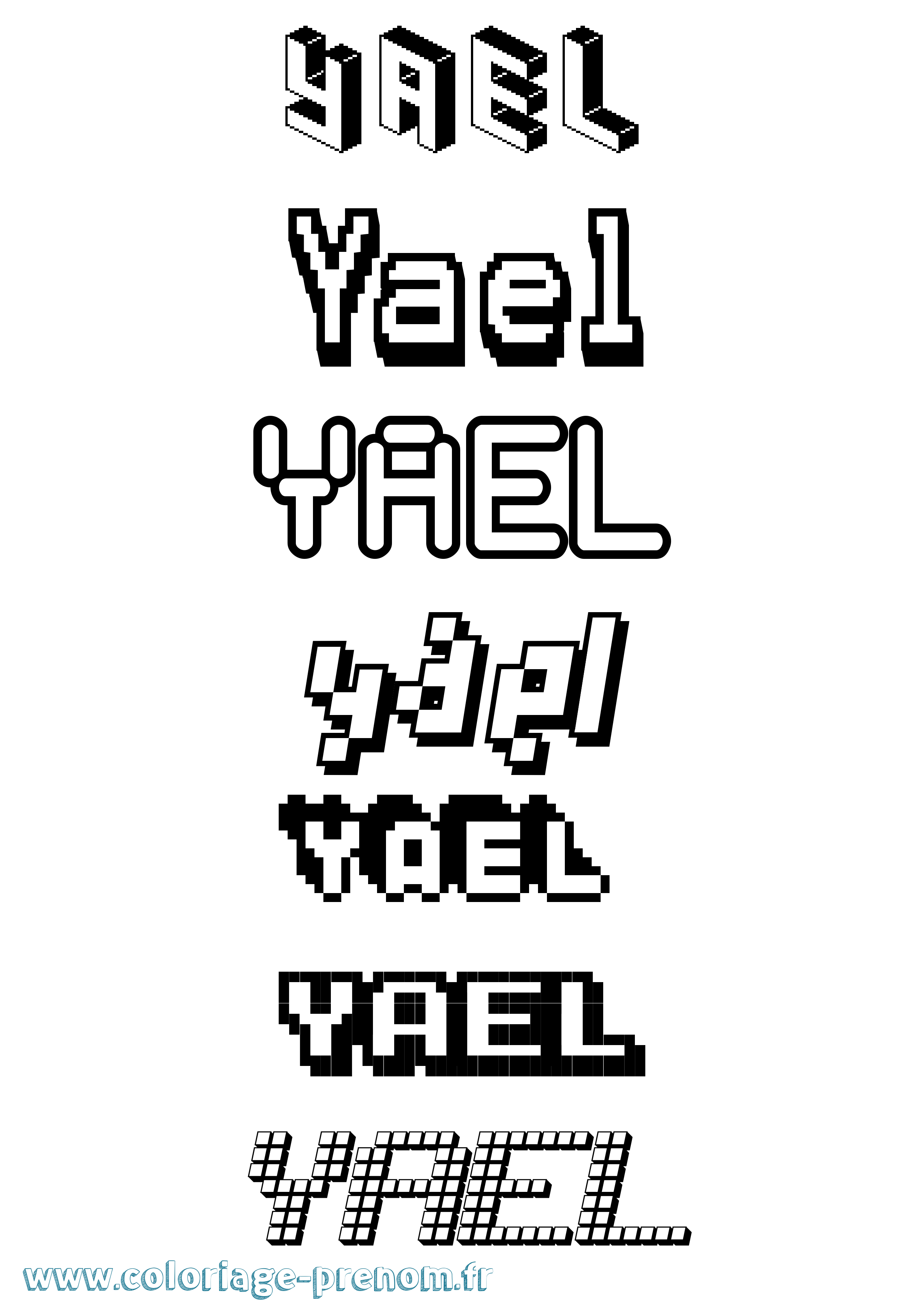 Coloriage prénom Yael Pixel