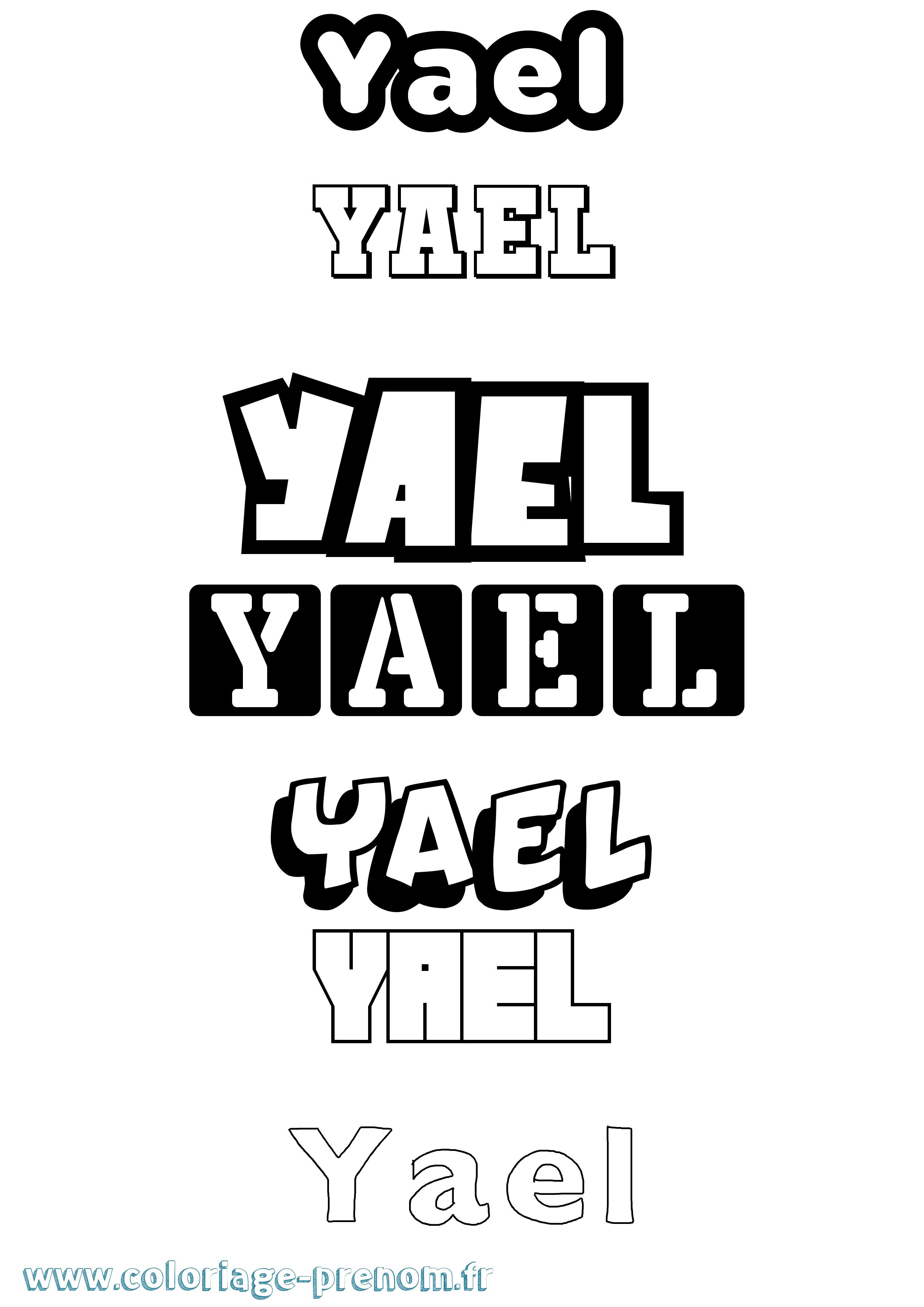 Coloriage prénom Yael Simple