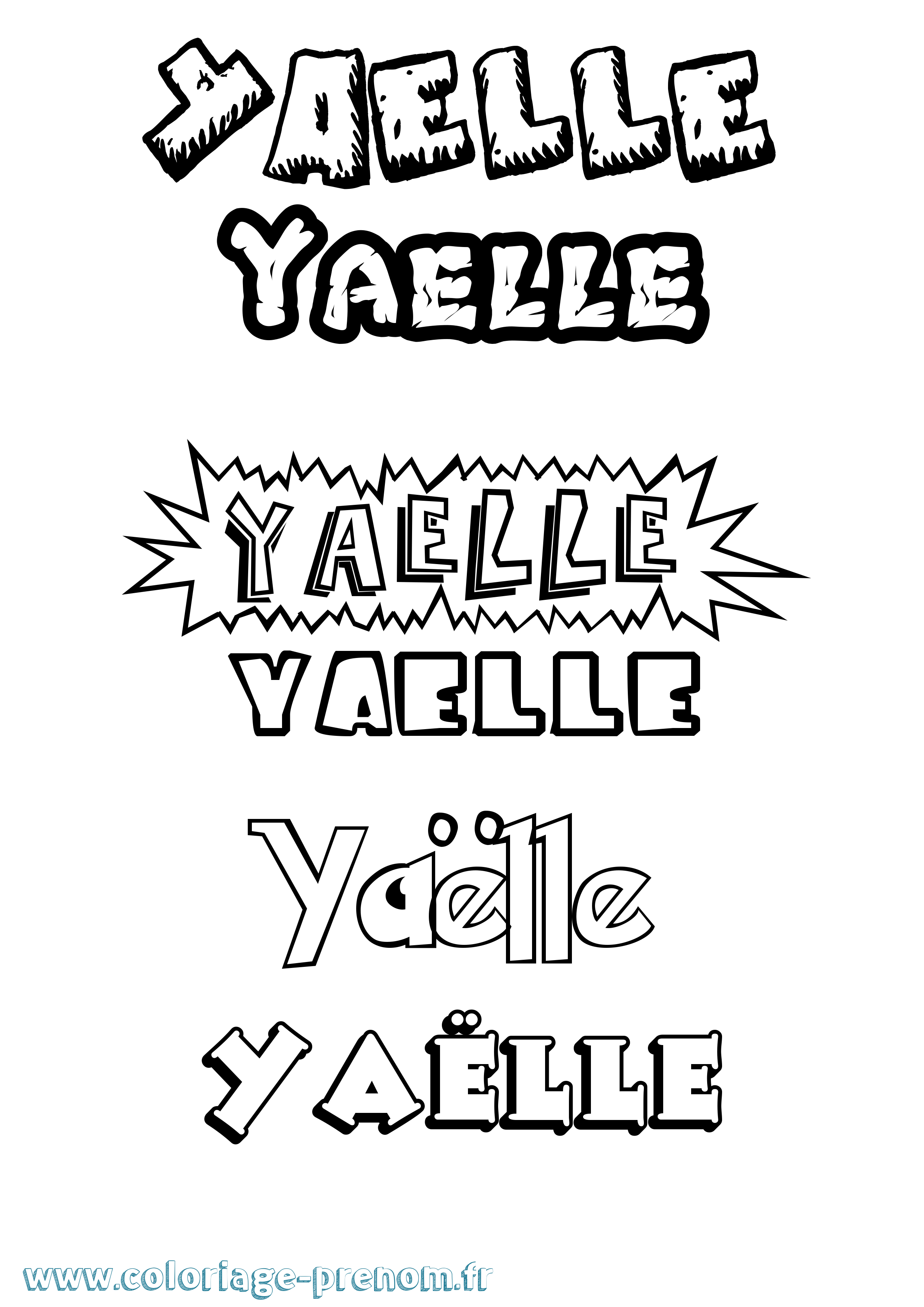 Coloriage Yaëlle Dessin Animé Coloriage prénom Yaëlle Dessin Animé