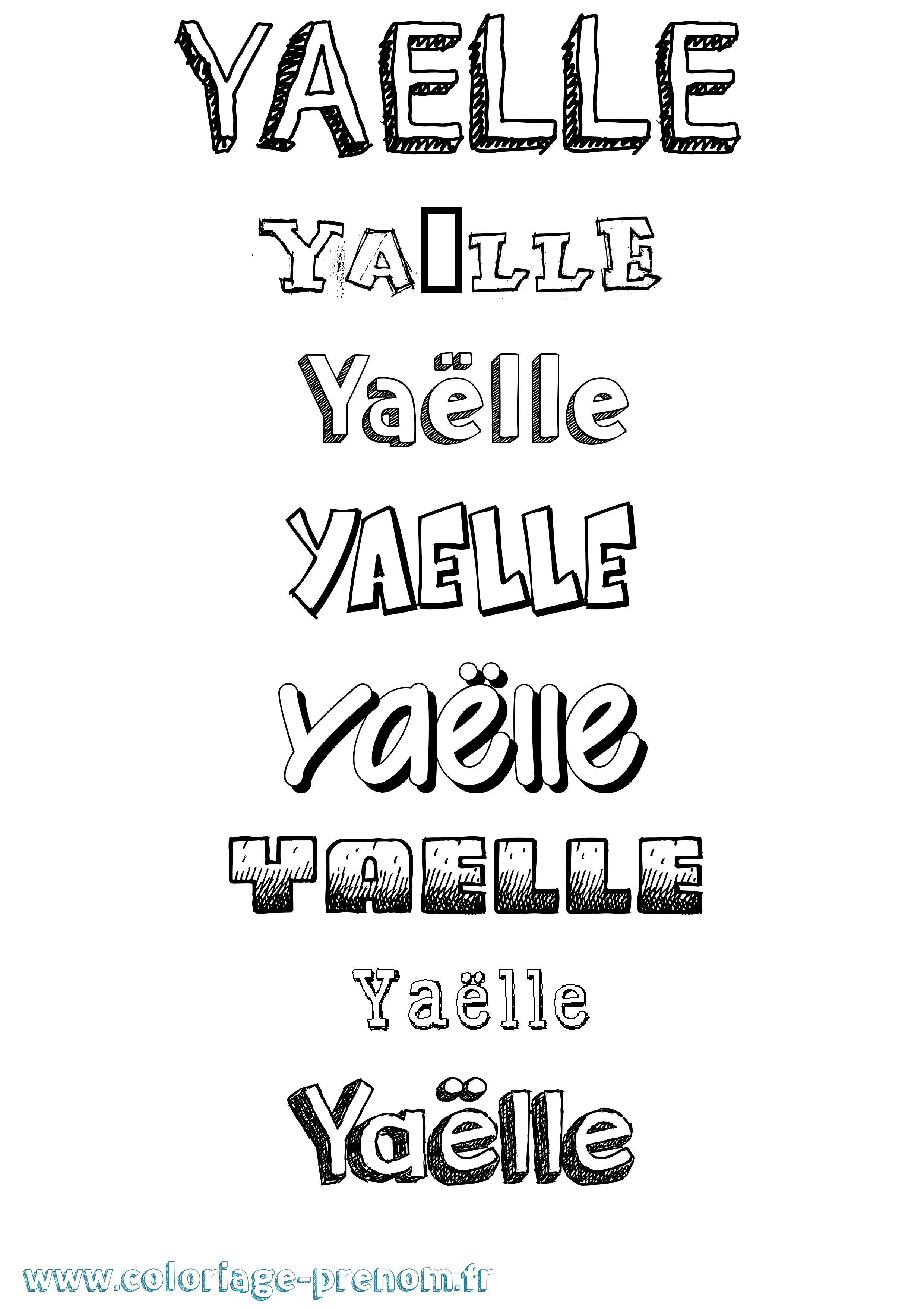 Coloriage Yaëlle Dessiné Coloriage prénom Yaëlle Dessiné