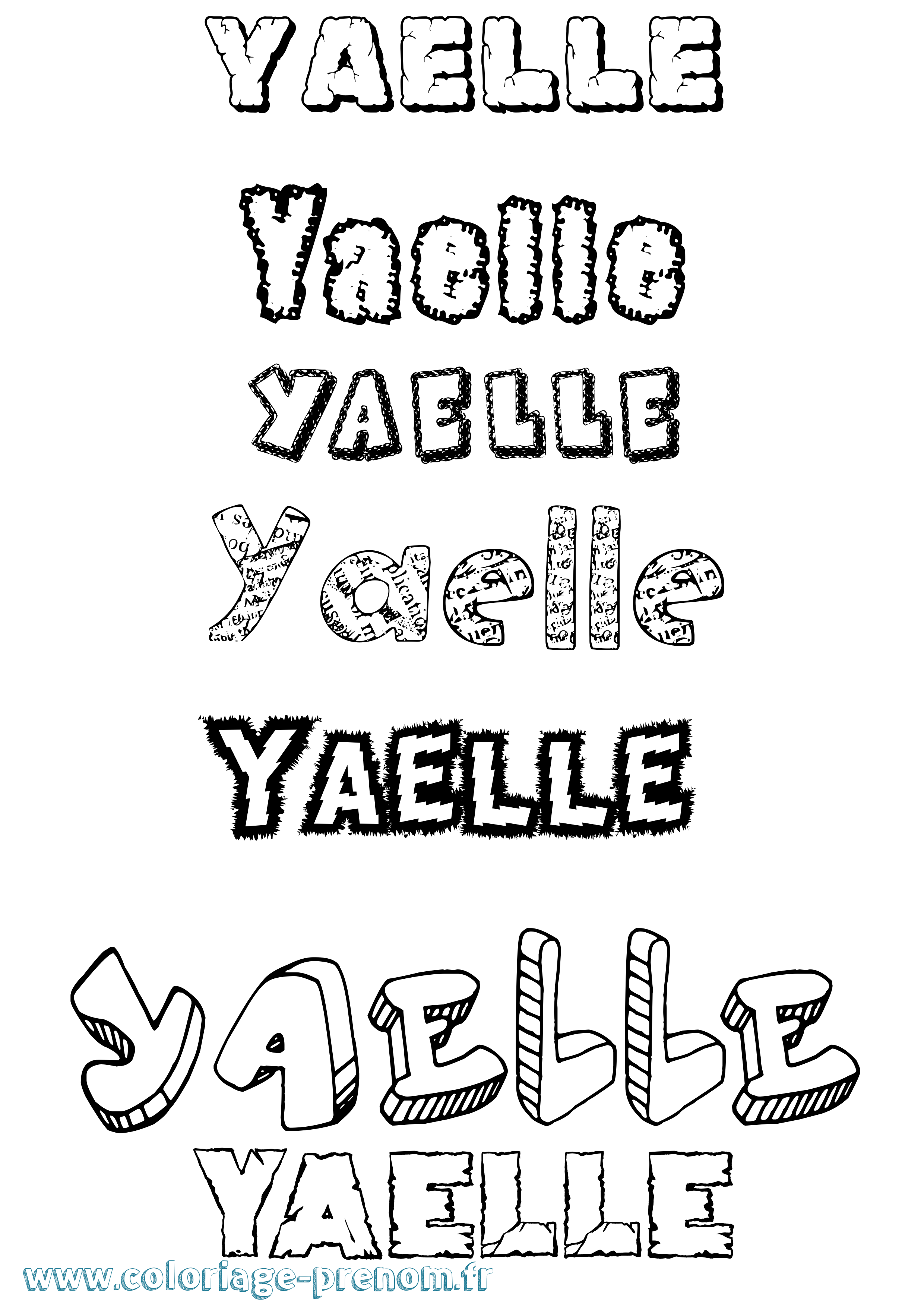 Coloriage Yaëlle Destructuré Coloriage prénom Yaëlle Destructuré