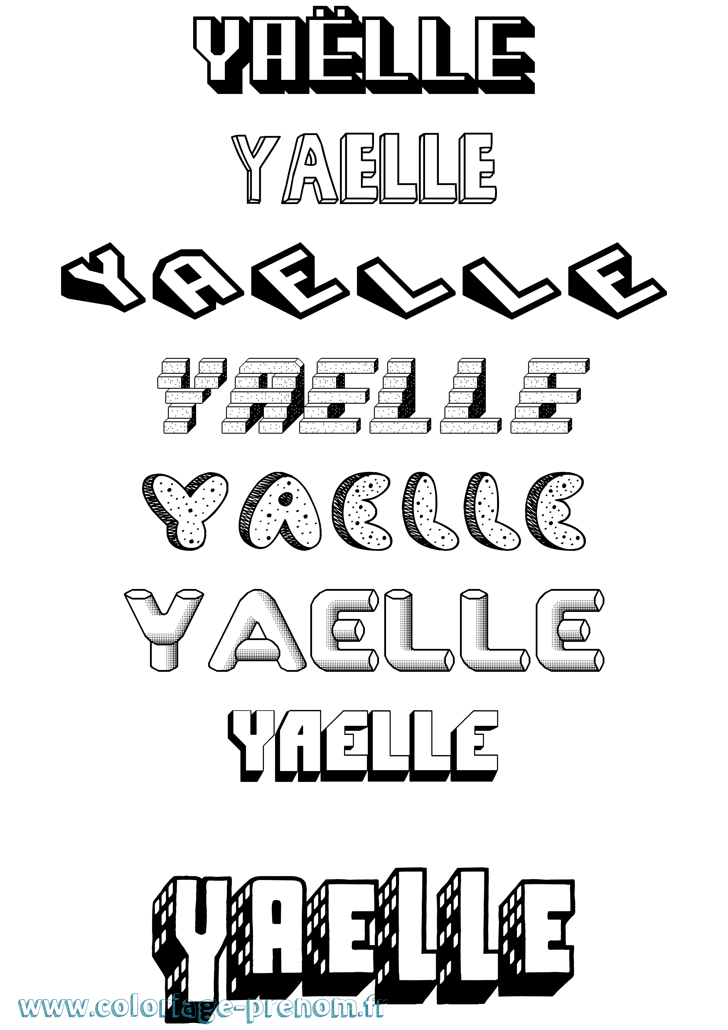 Coloriage Yaëlle Effet 3D Coloriage prénom Yaëlle Effet 3D