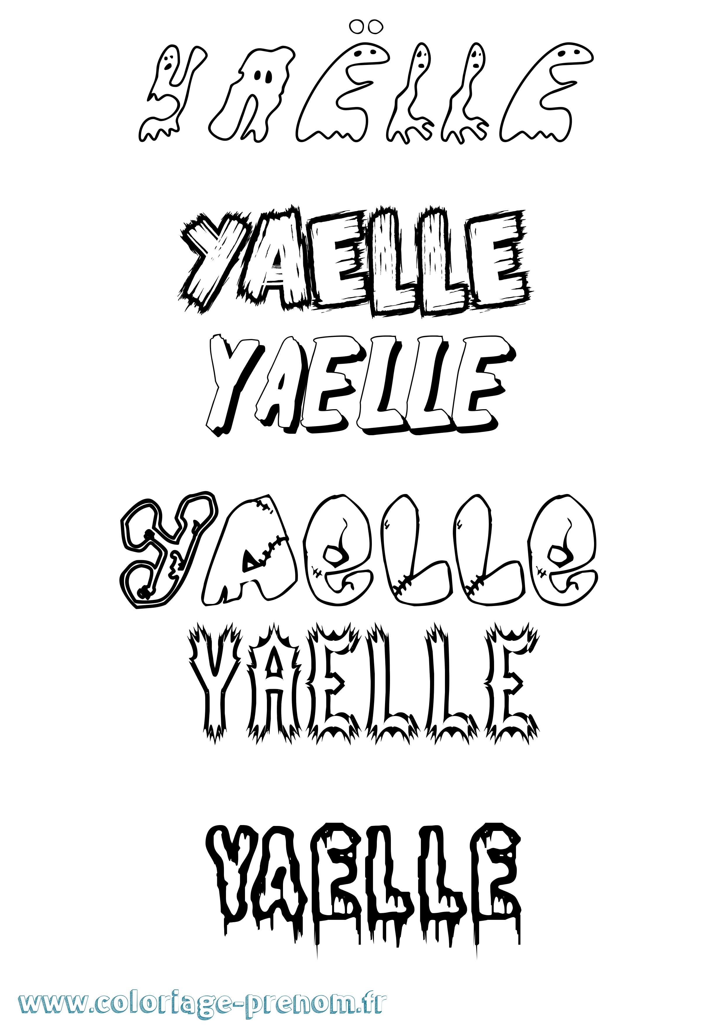 Coloriage Yaëlle Frisson Coloriage prénom Yaëlle Frisson