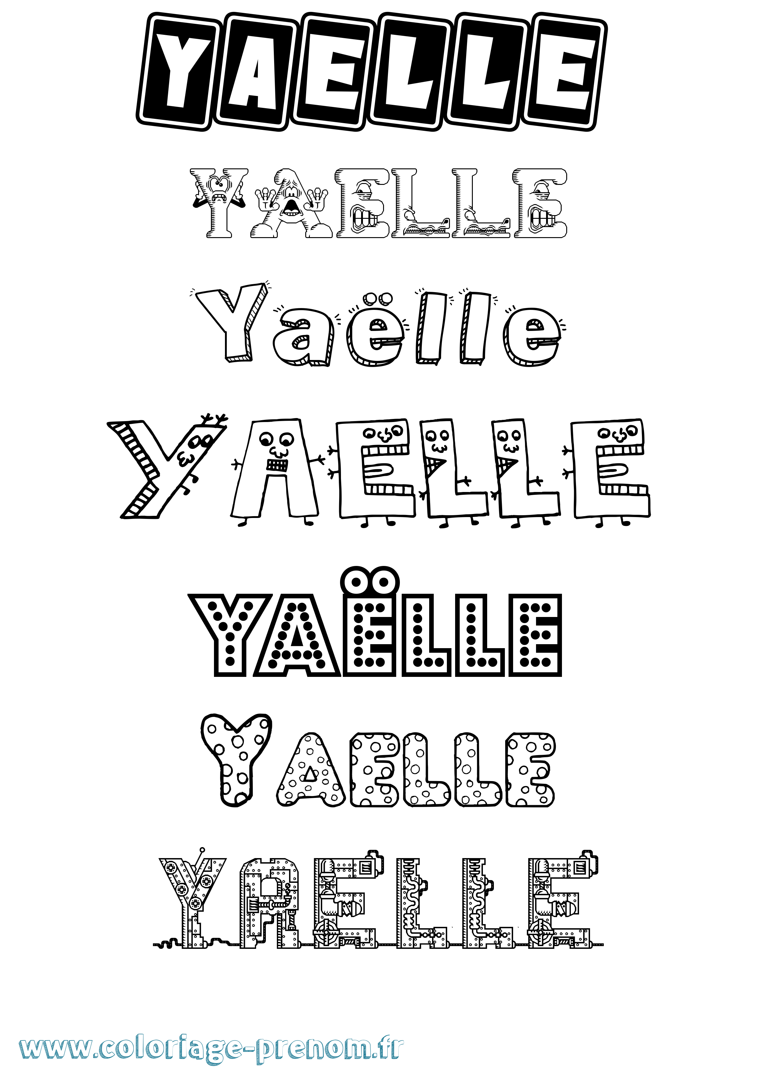 Coloriage Yaëlle Fun Coloriage prénom Yaëlle Fun