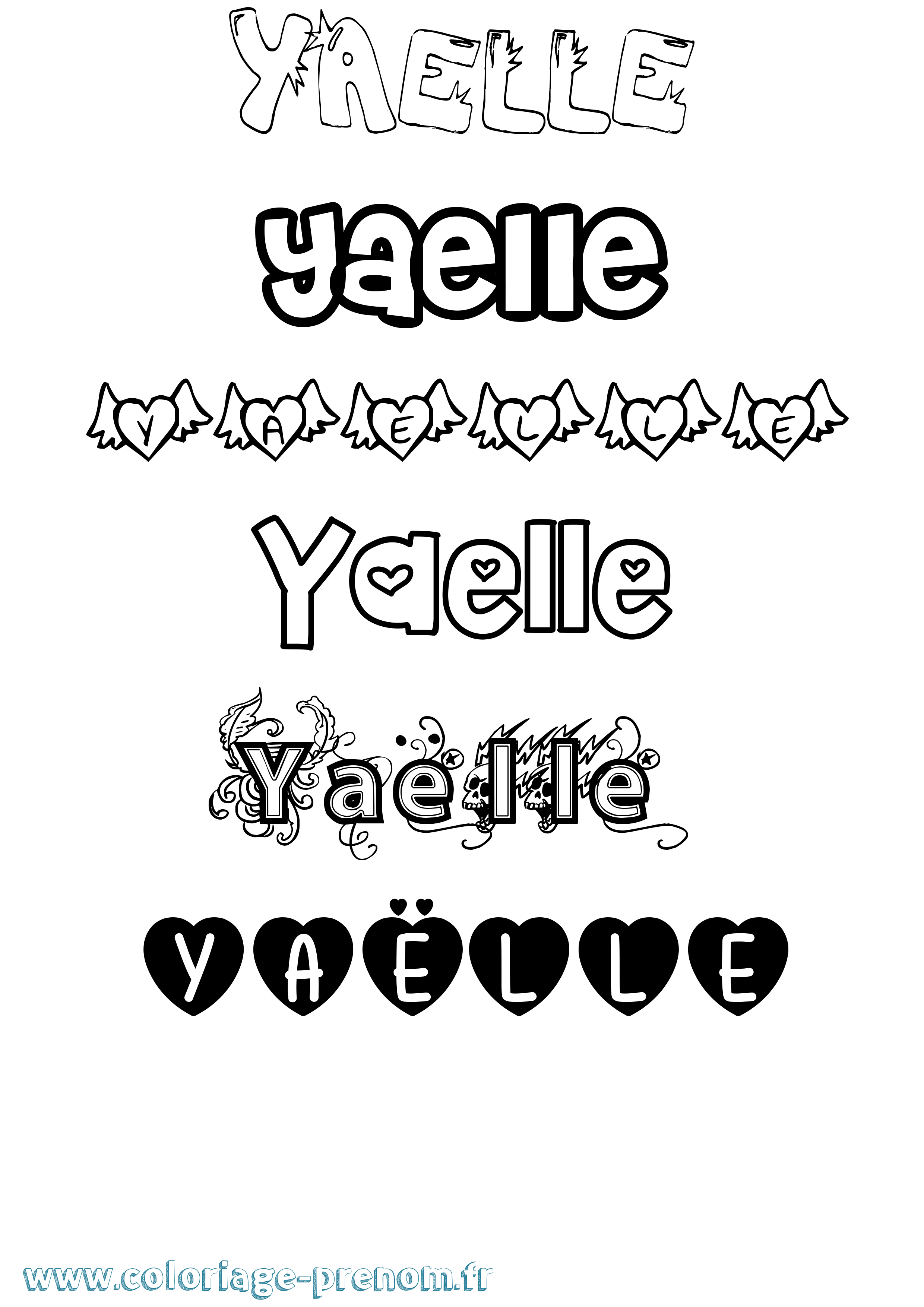 Coloriage Yaëlle Girly Coloriage prénom Yaëlle Girly