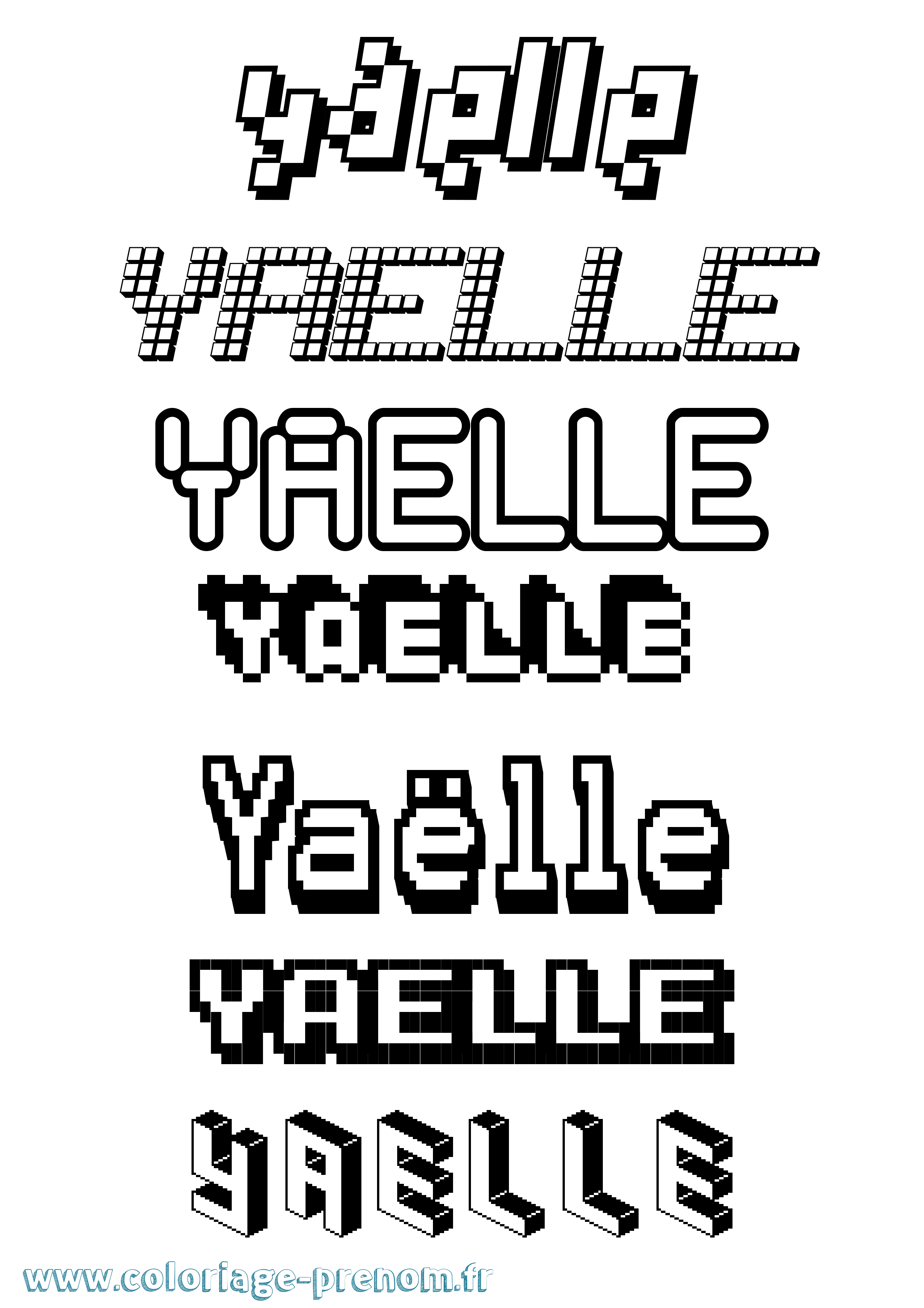 Coloriage Yaëlle Pixel Coloriage prénom Yaëlle Pixel