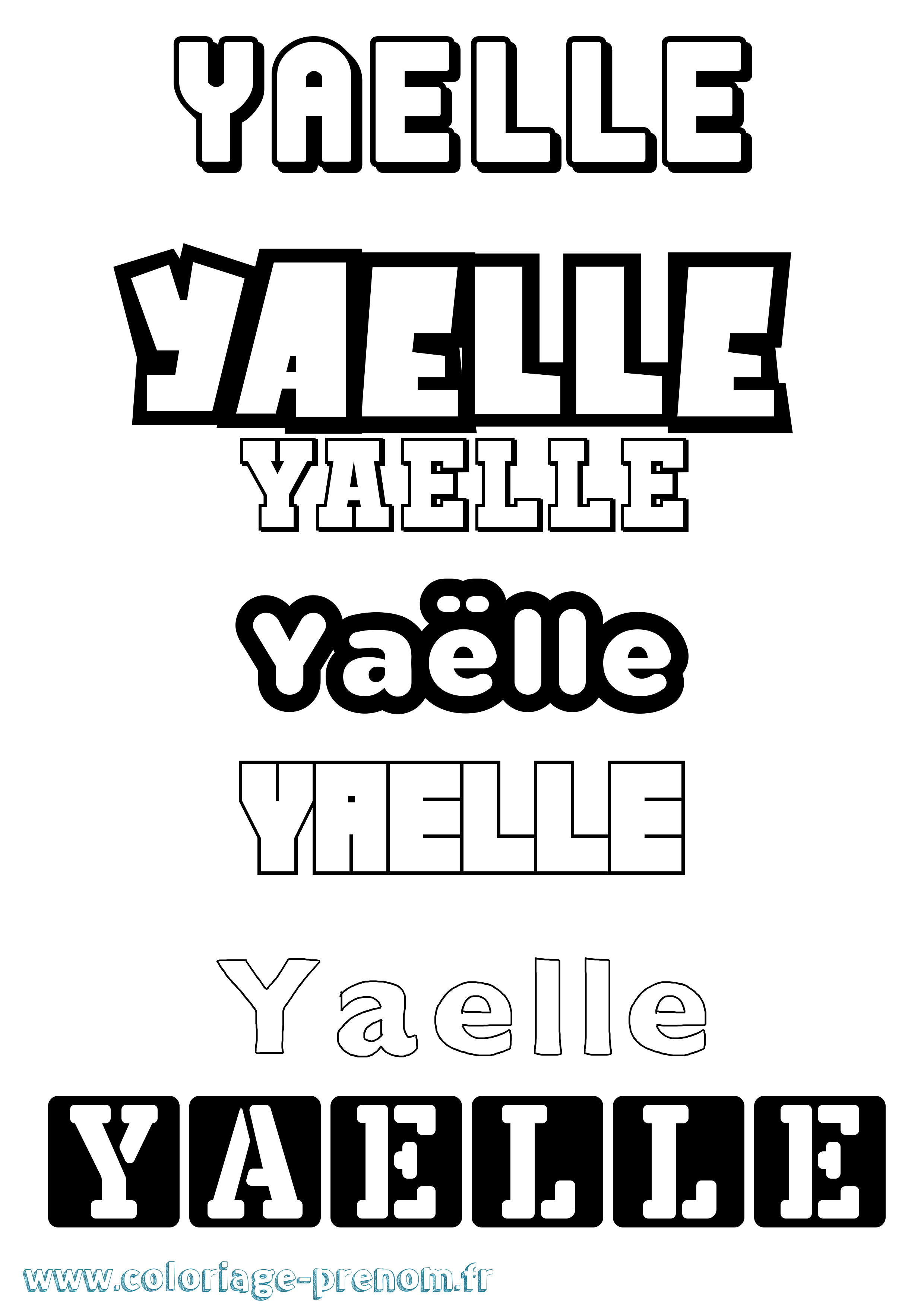 Coloriage Yaëlle Simple Coloriage prénom Yaëlle Simple