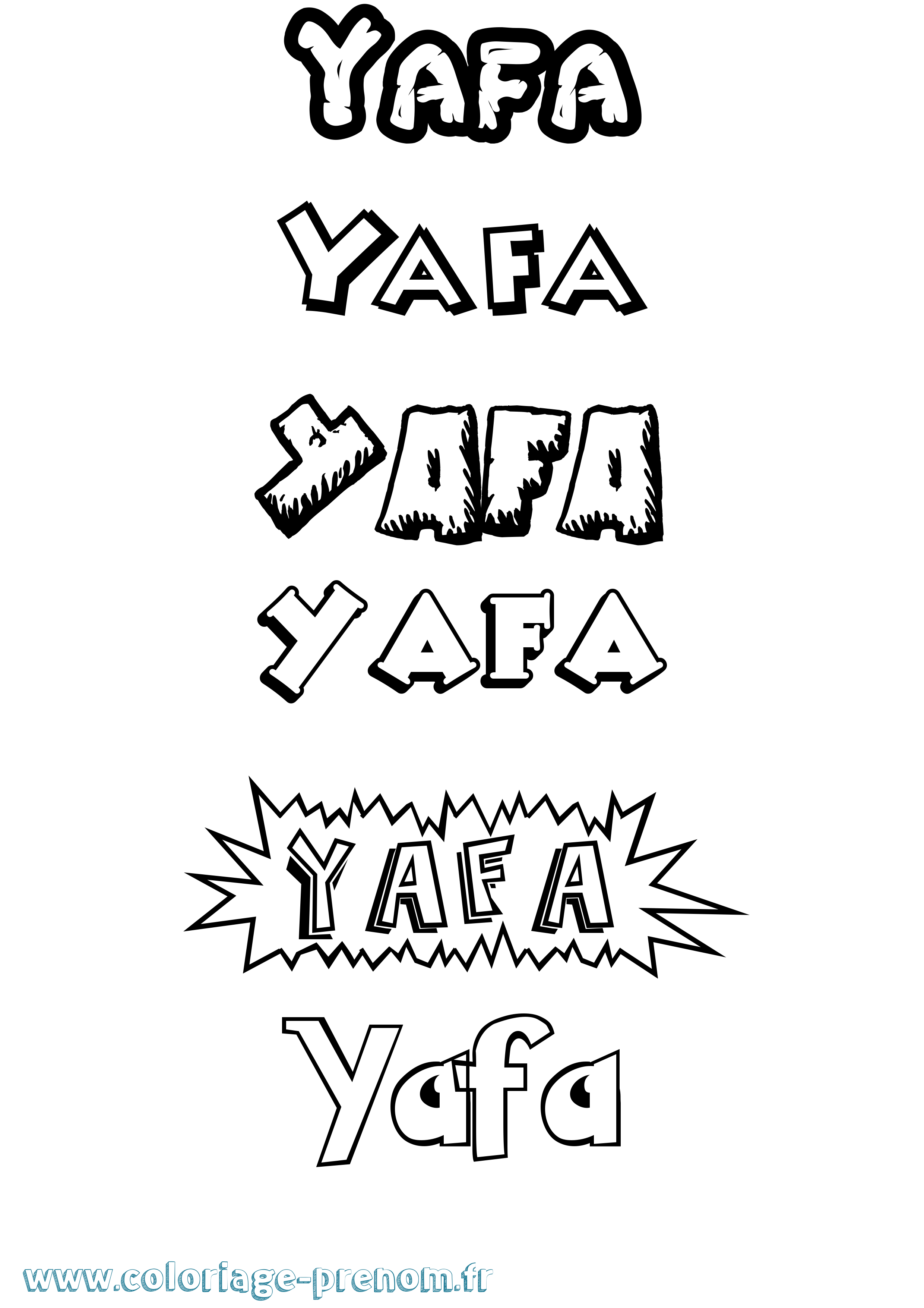Coloriage prénom Yafa Dessin Animé